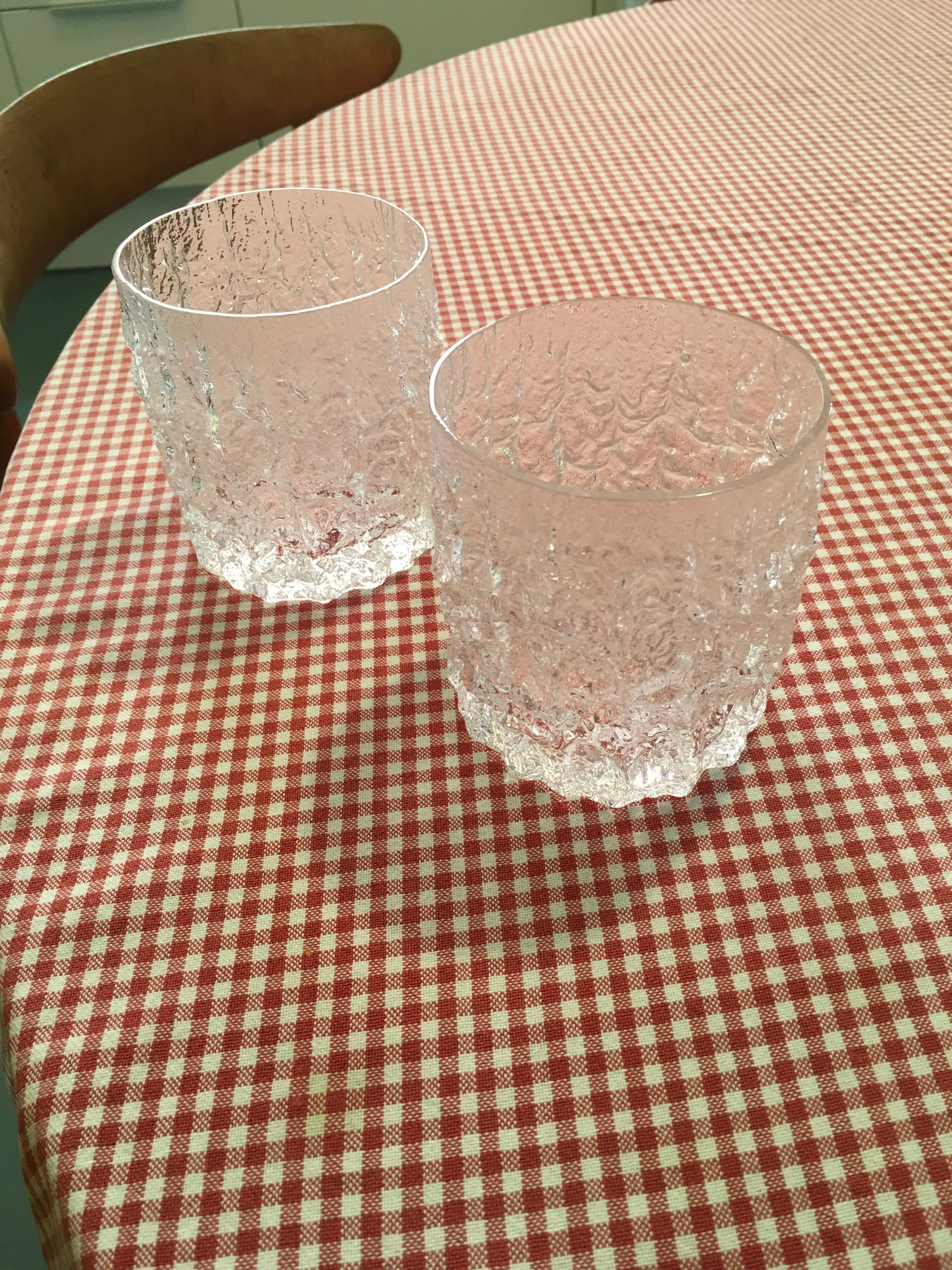 Molded Geoffrey Baxter M31 Glacier Crystal Whiskey Rocks Tumblers 1960s Whitefriars