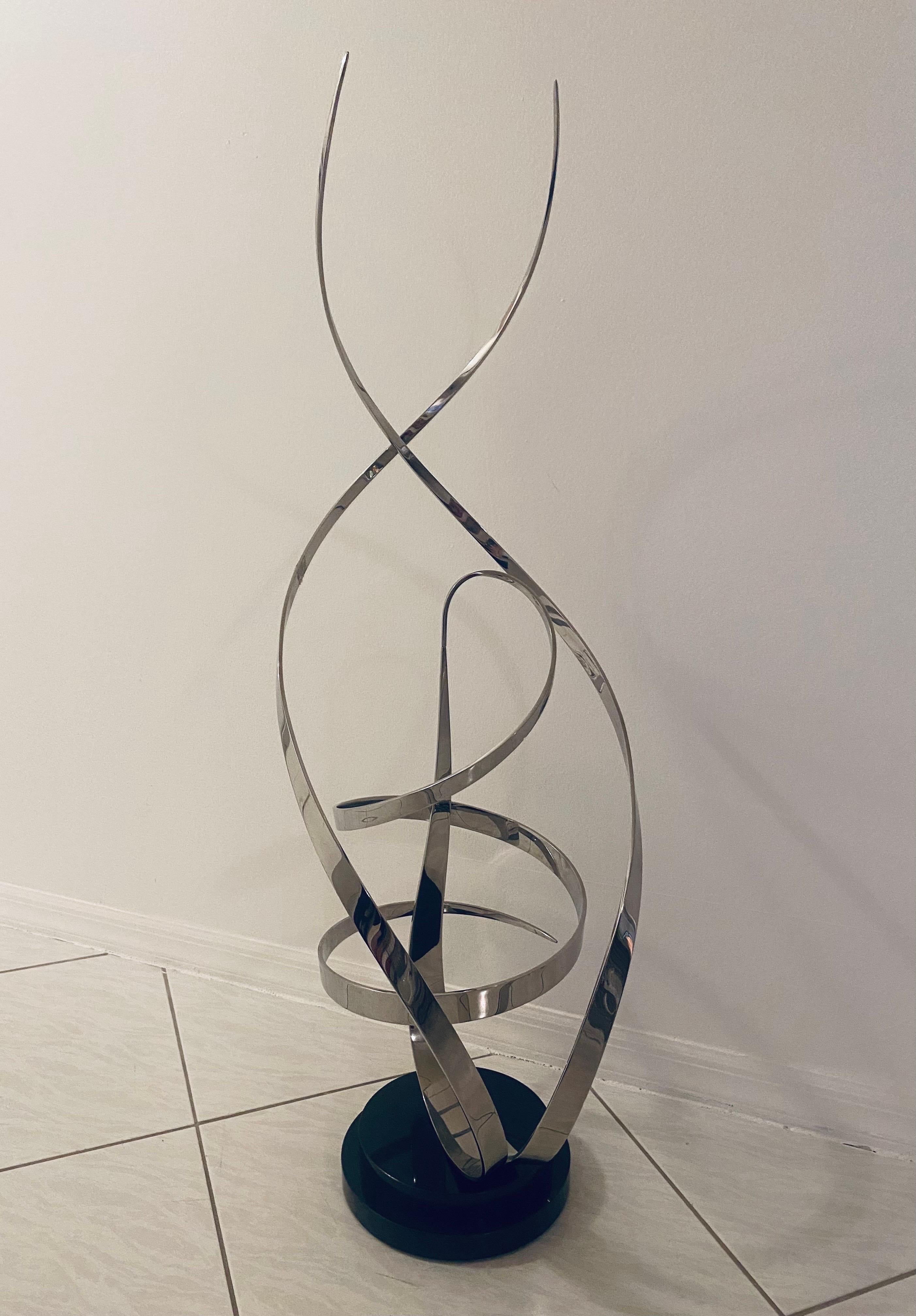George Beckmann Kinetic Stainless Steel Sculpture In Good Condition In Miami, FL
