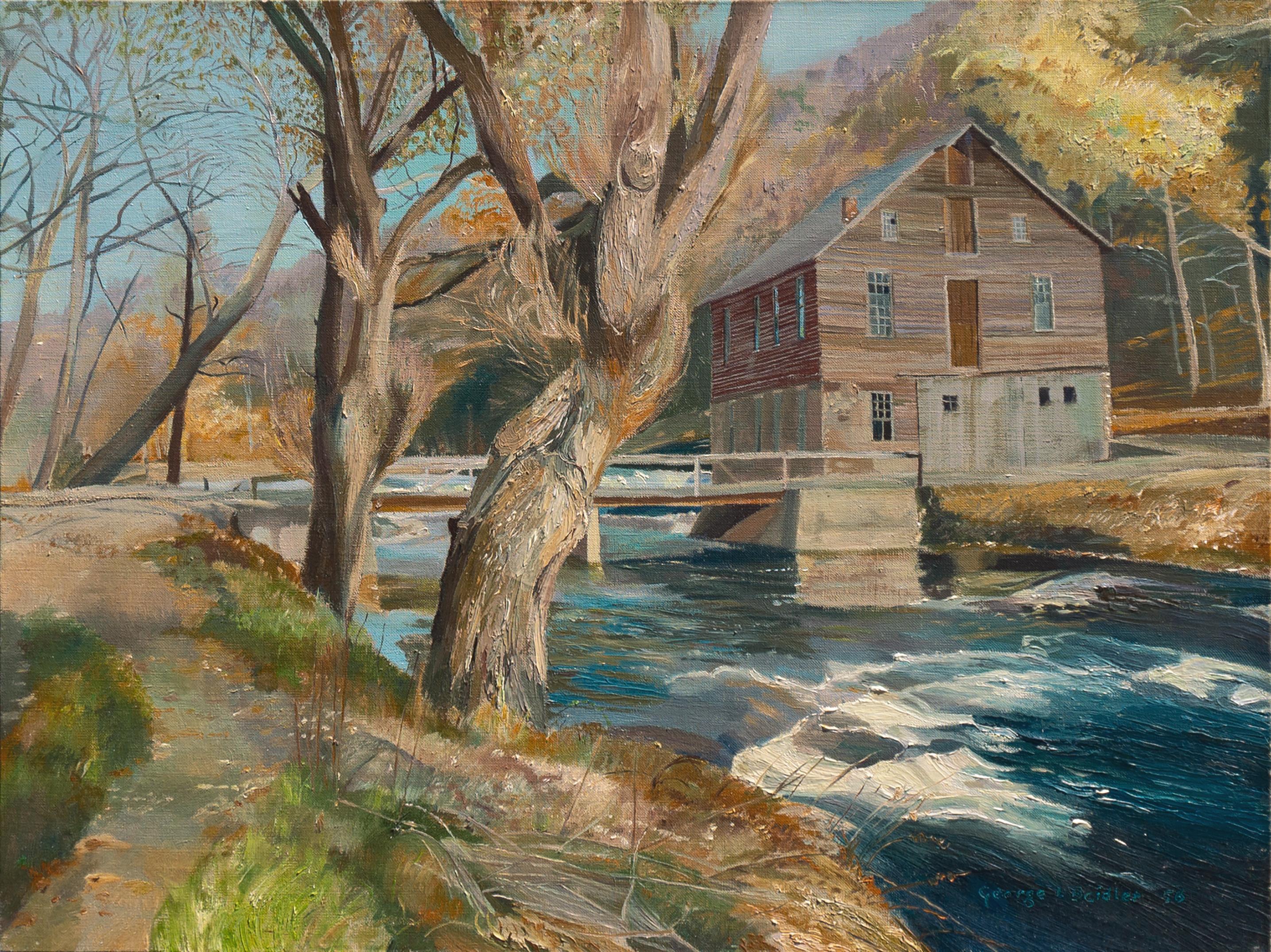 George Beidler, Jr. Landscape Painting – „Old Minisink Mill“, Marshalls Creek, Silver Lake, PA, Doylestown Art League 