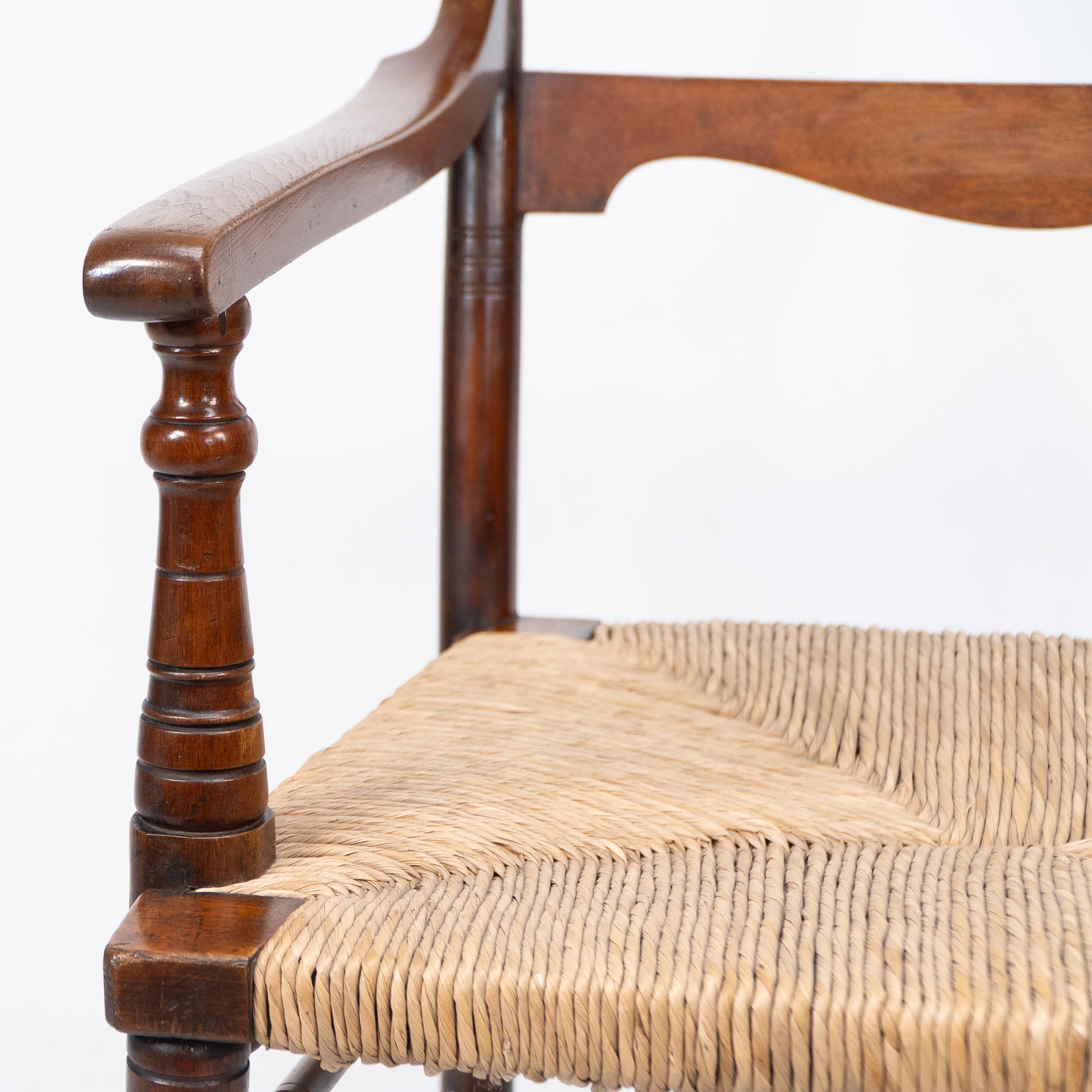 George Bell & George Freeth Roper Aesthetic Movement Walnut rush seat armchair. For Sale 8