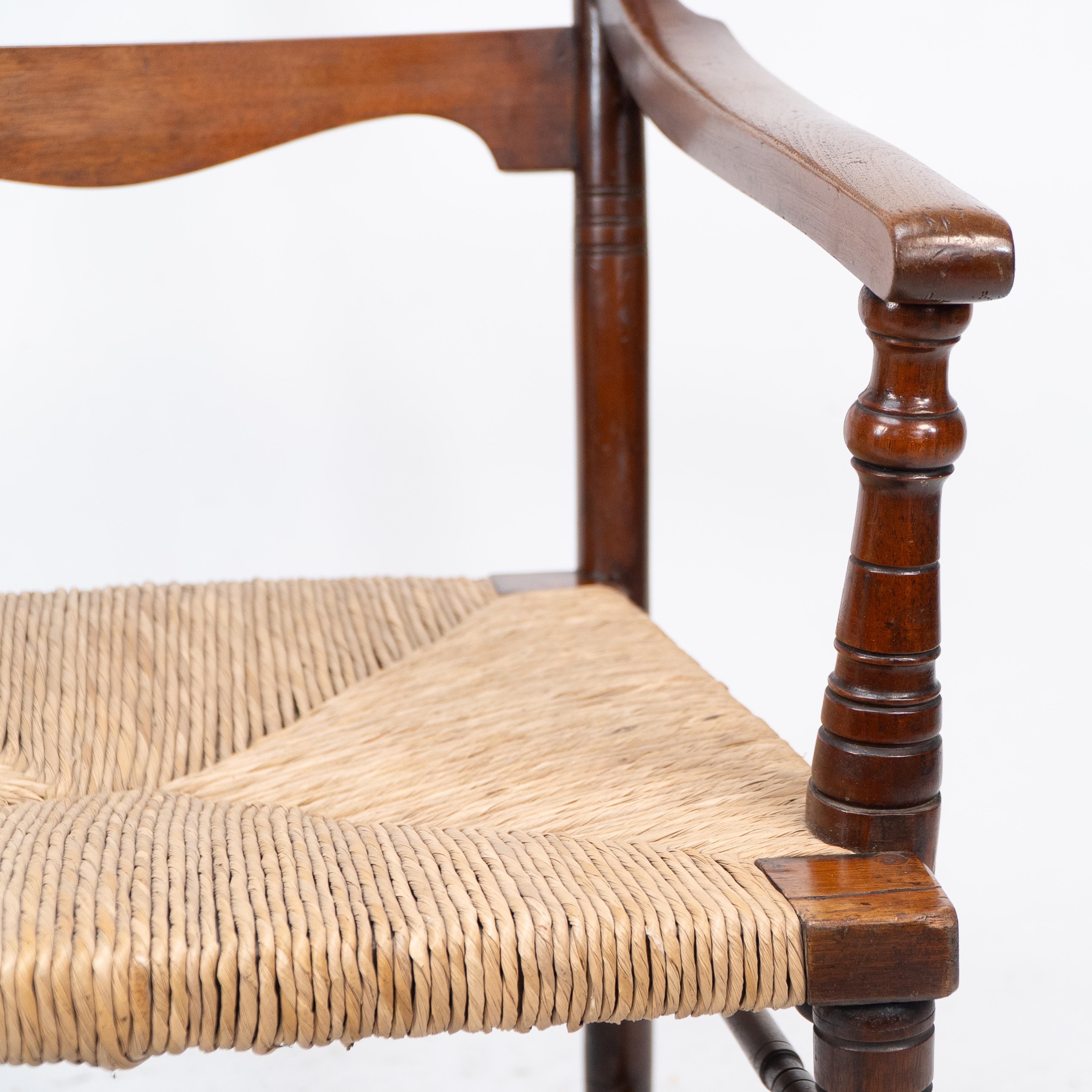 George Bell & George Freeth Roper Aesthetic Movement Walnut rush seat armchair. For Sale 9