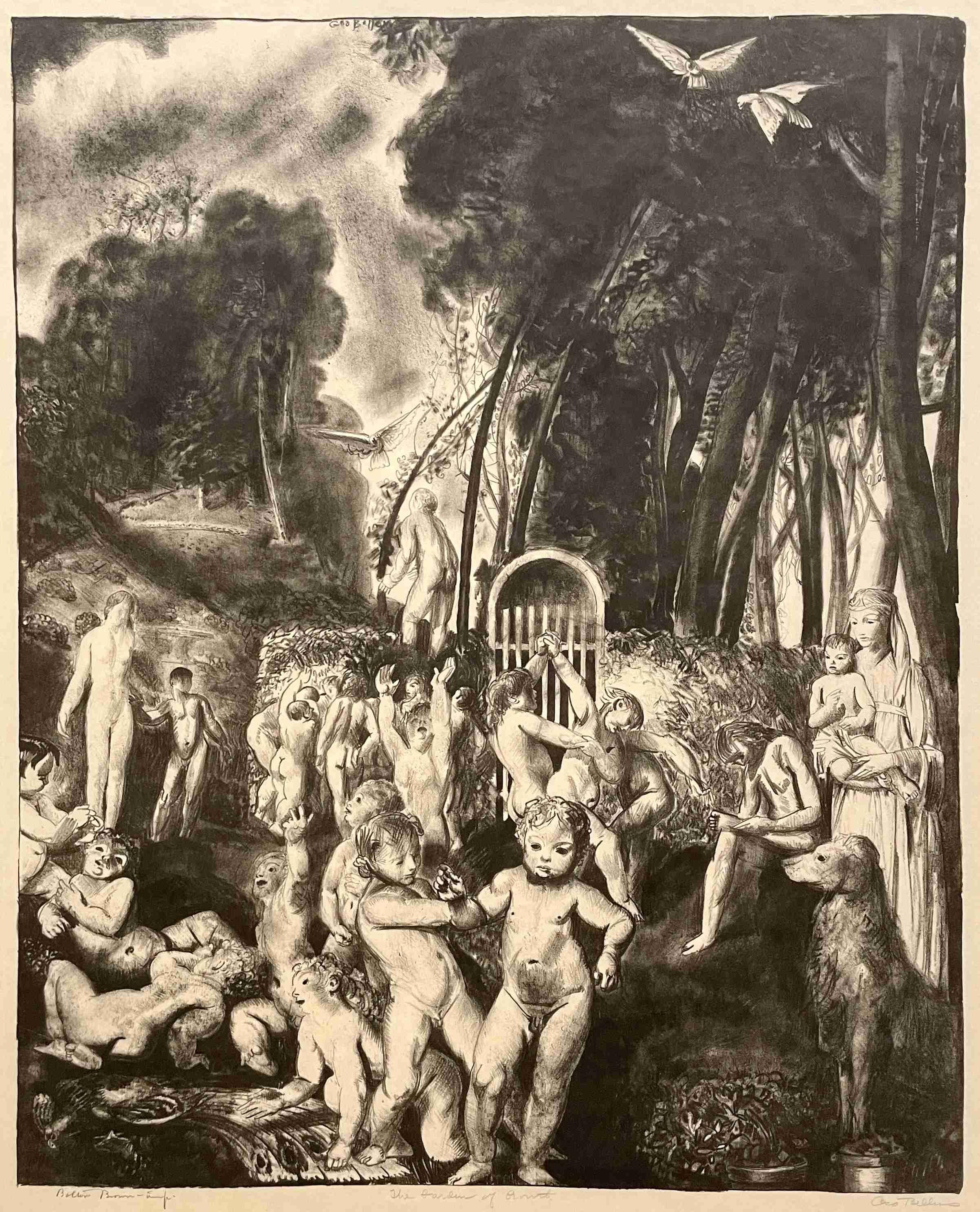 George Bellows Figurative Print - The Garden of Growth,  from the “Men Like Gods” Series
