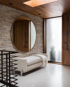 George Bench by Brian Paquette for Lawson-Fenning, Green Wool & Solid Walnut