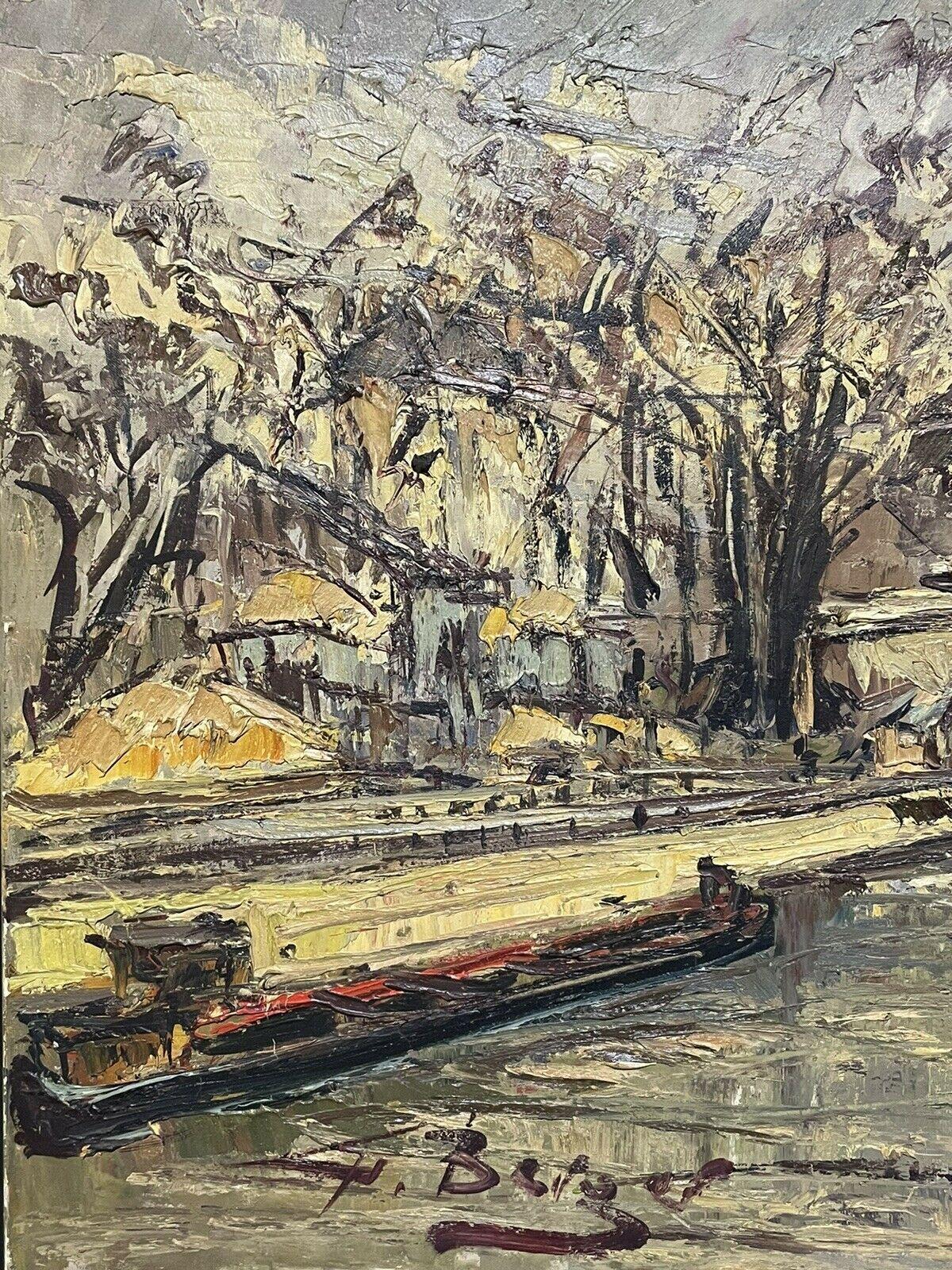 GEORGES BERGER (1908-1976) GRAND PISCINE FRANÇAISE SIGNÉE - PARIS RIVER SEINE LANDSCAPE - Painting de George Berger