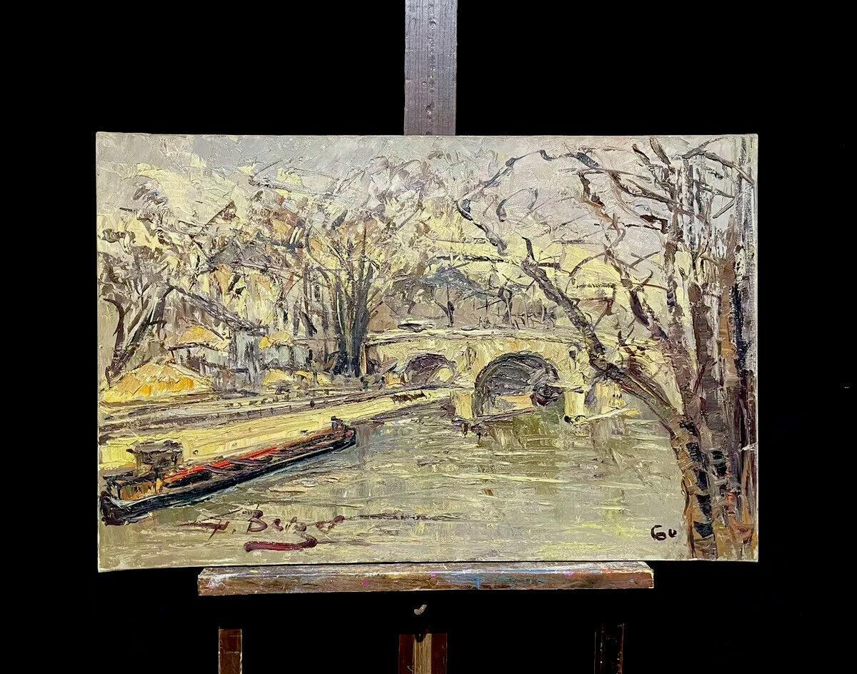 GEORGES BERGER (1908-1976) GRAND PISCINE FRANÇAISE SIGNÉE - PARIS RIVER SEINE LANDSCAPE 1