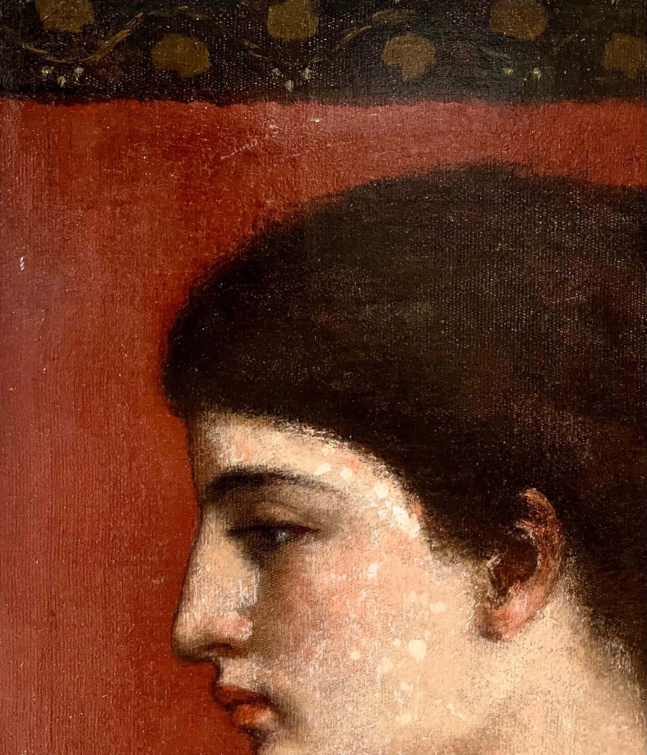 Portrait classique du XIXe siècle de Mme Charles H. Miller - Painting de George Bernard Jr. 