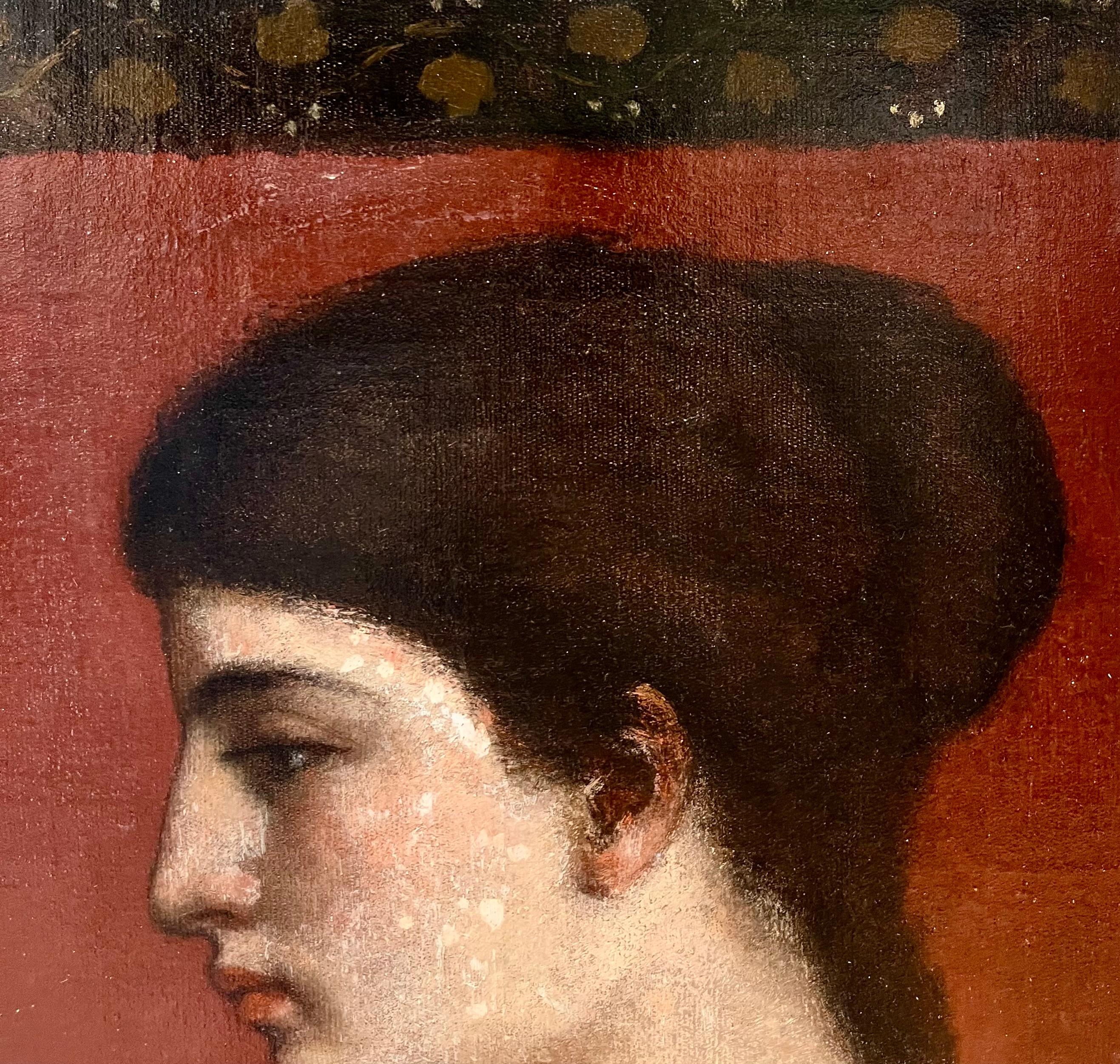 Portrait classique du XIXe siècle de Mme Charles H. Miller - Marron Figurative Painting par George Bernard Jr. 
