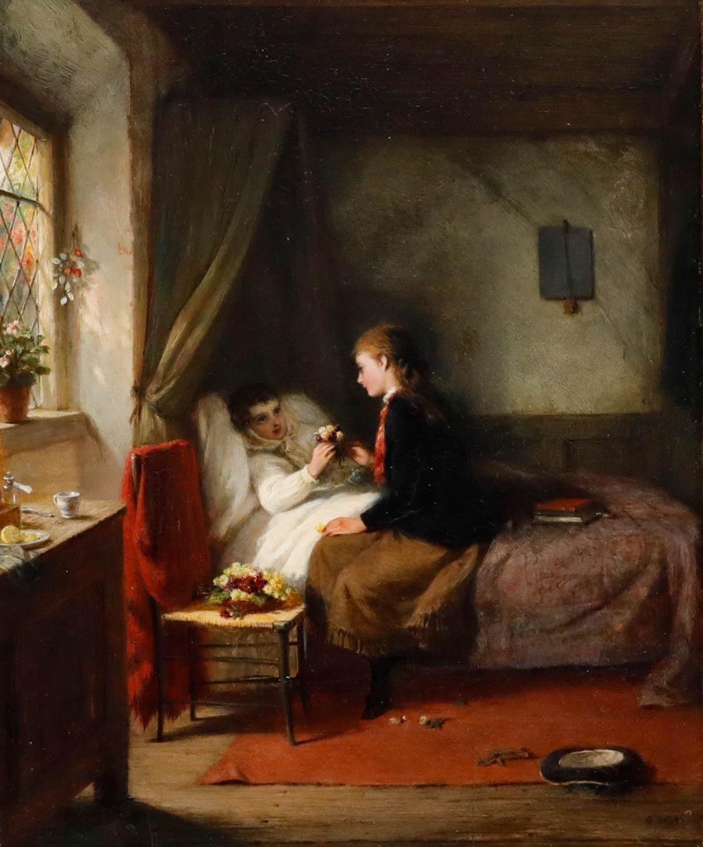 George Bernard O'Neill (1828-1917) - Late 19th Century Oil, The Convalescent For Sale 1