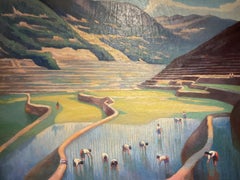 Vintage Art Deco Period Asian Landscape - George B. Mitchell (1874-1966) ca 1930