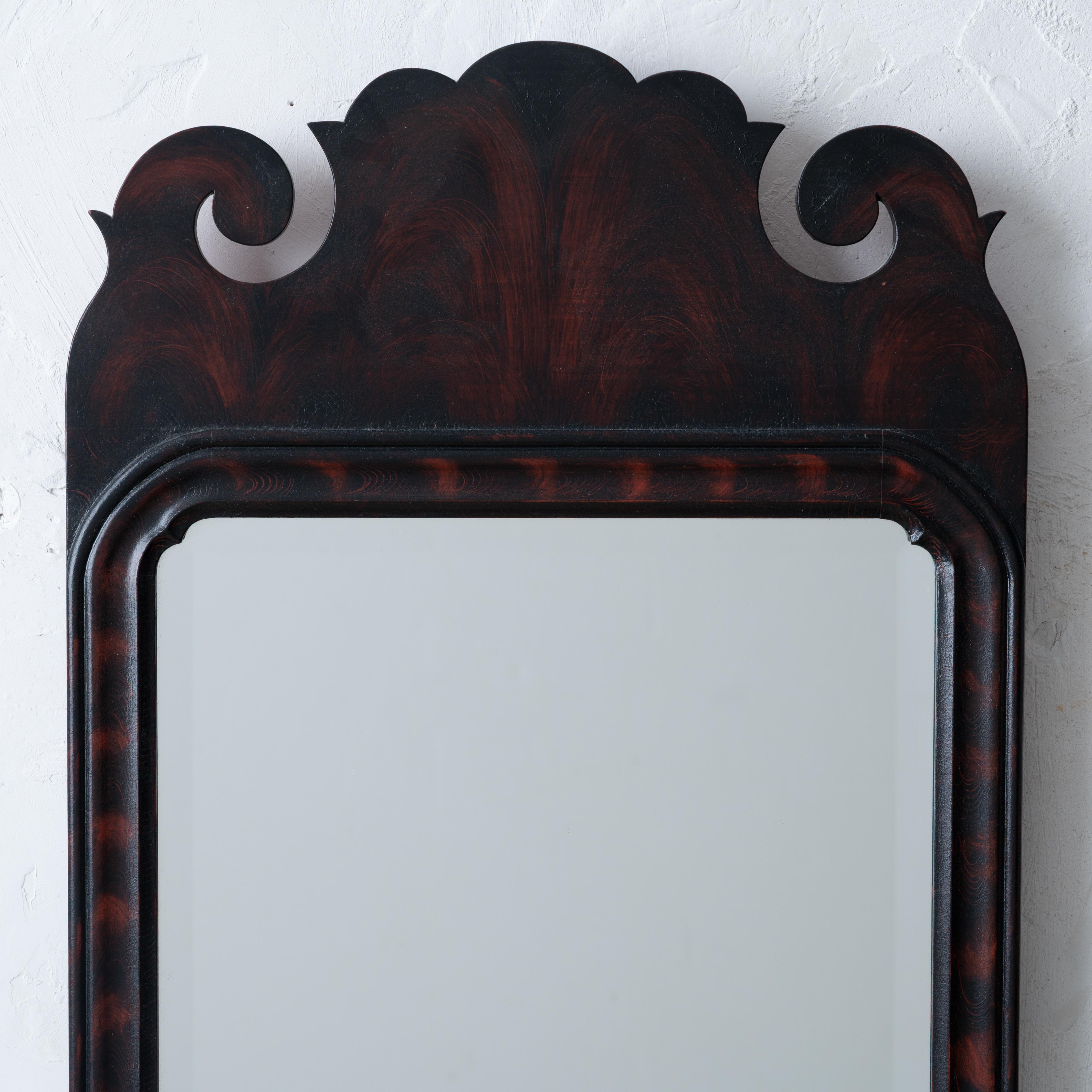 Late 20th Century George Beshore Queen Anne Style Grain Painted Mirror For Sale