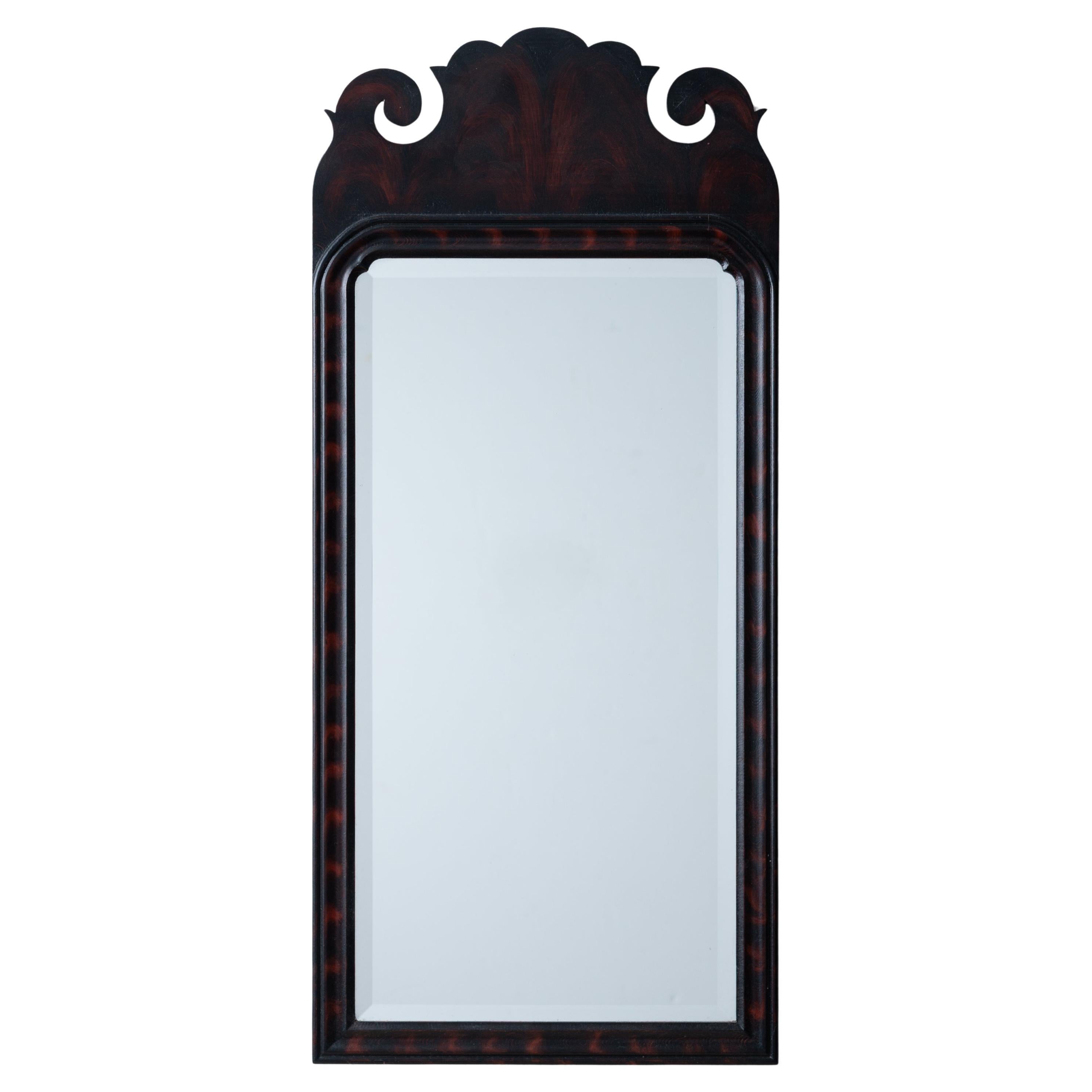 George Beshore Queen Anne Style Grain Painted Mirror For Sale