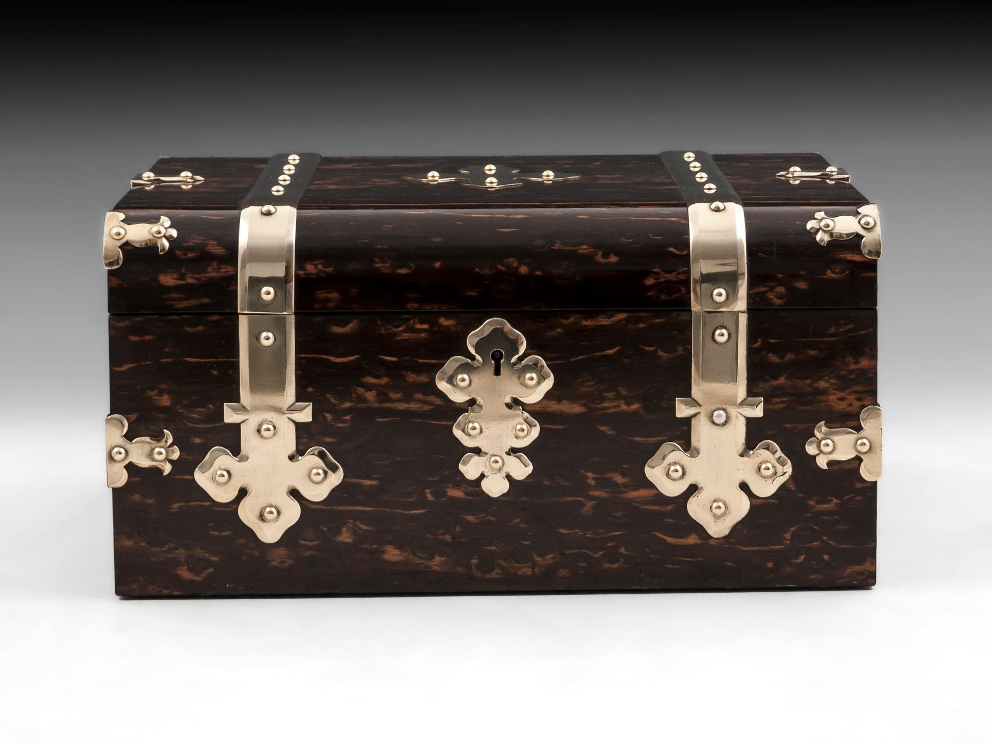 Victorian George Betjemann Coromandel Brass Jewelry Watch Box, 19th Century