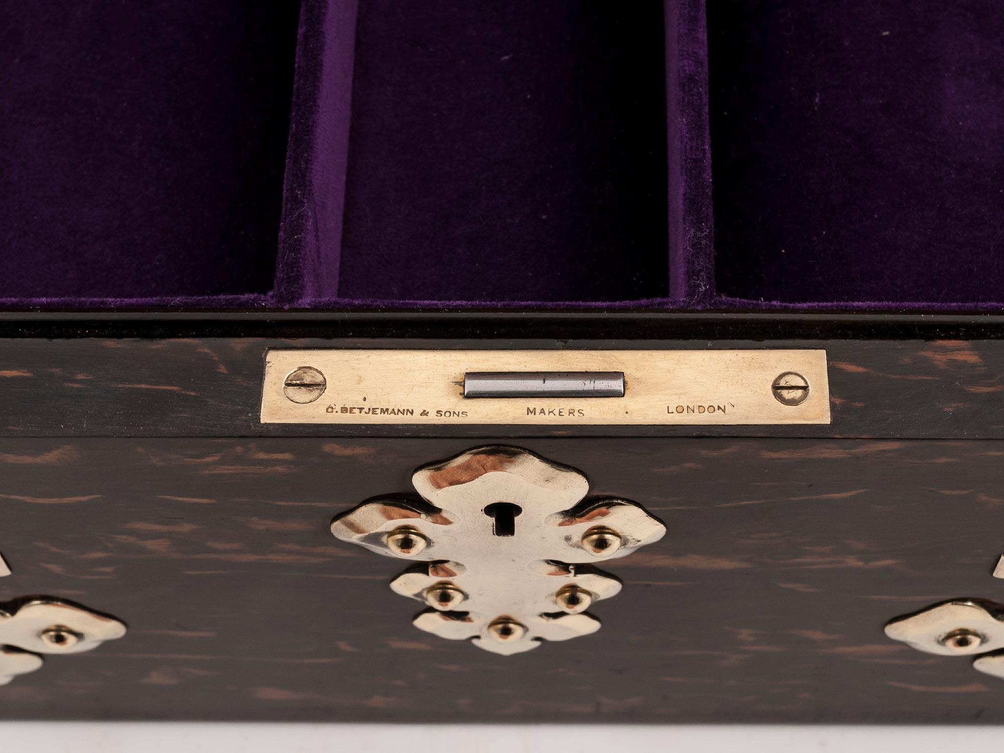 George Betjemann Coromandel Brass Jewelry Watch Box, 19th Century 3