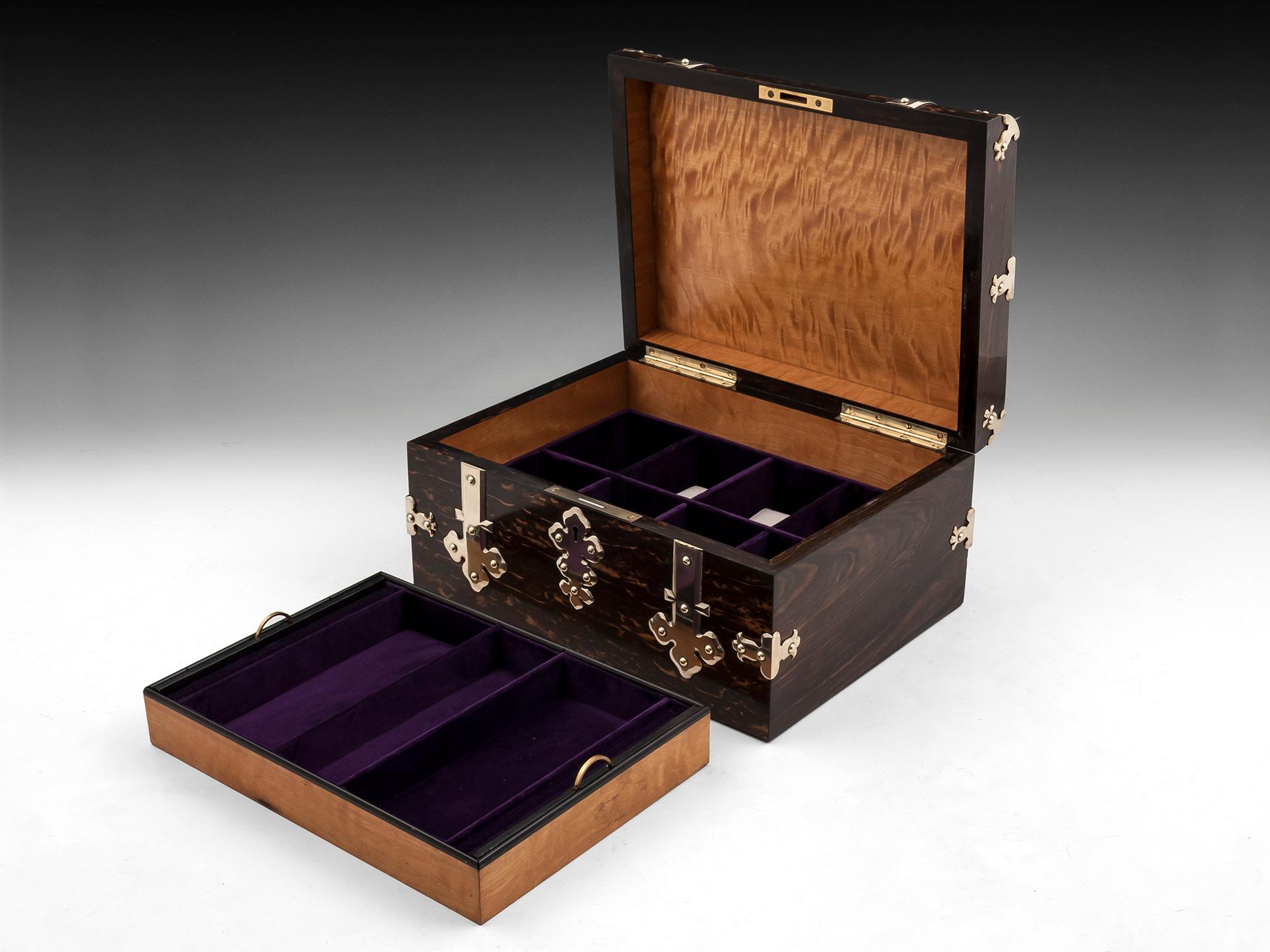 George Betjemann Coromandel Brass Jewelry Watch Box, 19th Century 4