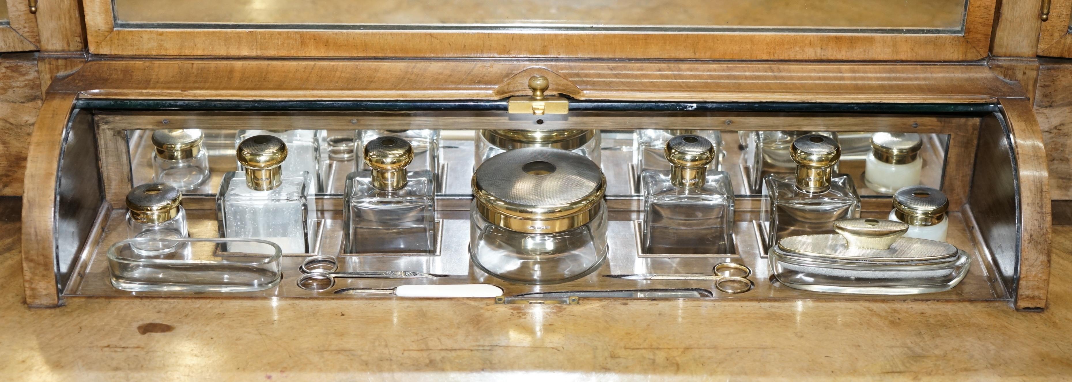 George Betjemann & Sons Metamorphic Dressing Table Sterling Silver Gold Gilt Set 8