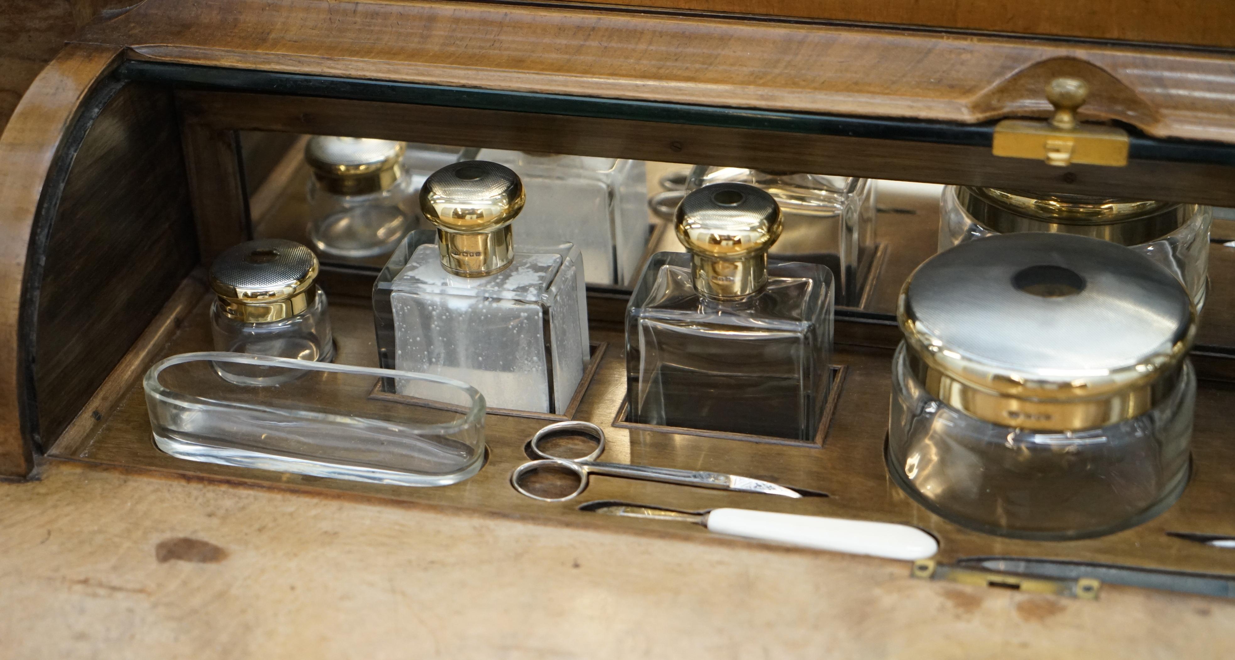George Betjemann & Sons Metamorphic Dressing Table Sterling Silver Gold Gilt Set 9