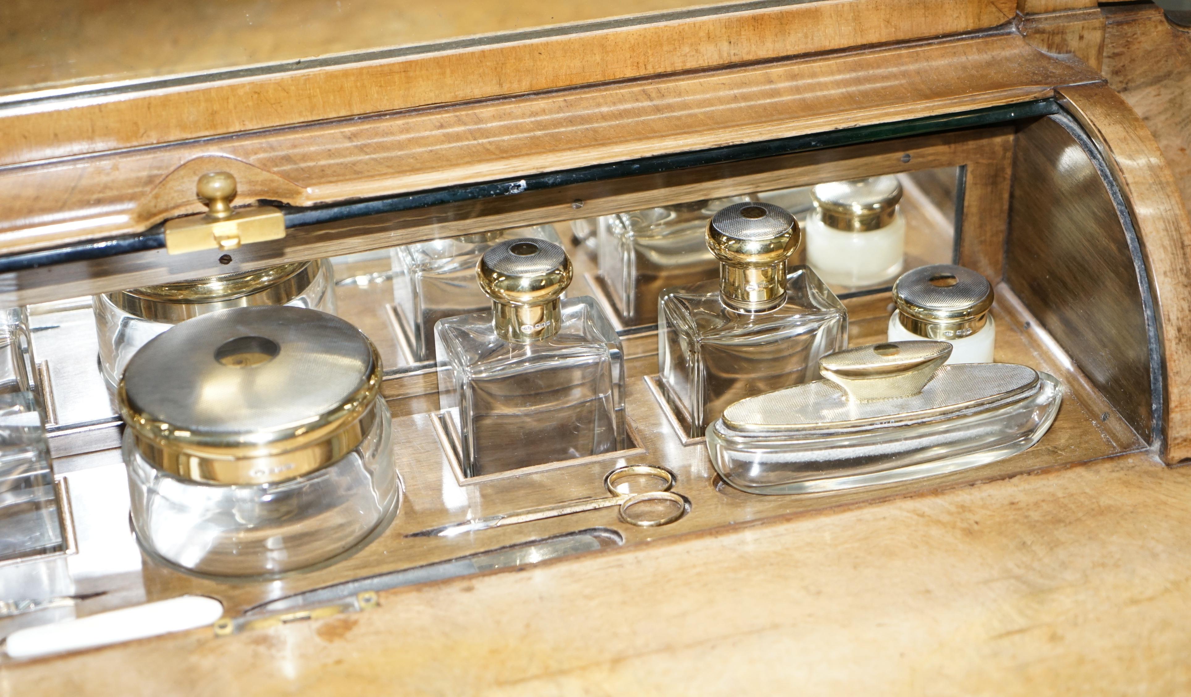 George Betjemann & Sons Metamorphic Dressing Table Sterling Silver Gold Gilt Set 10