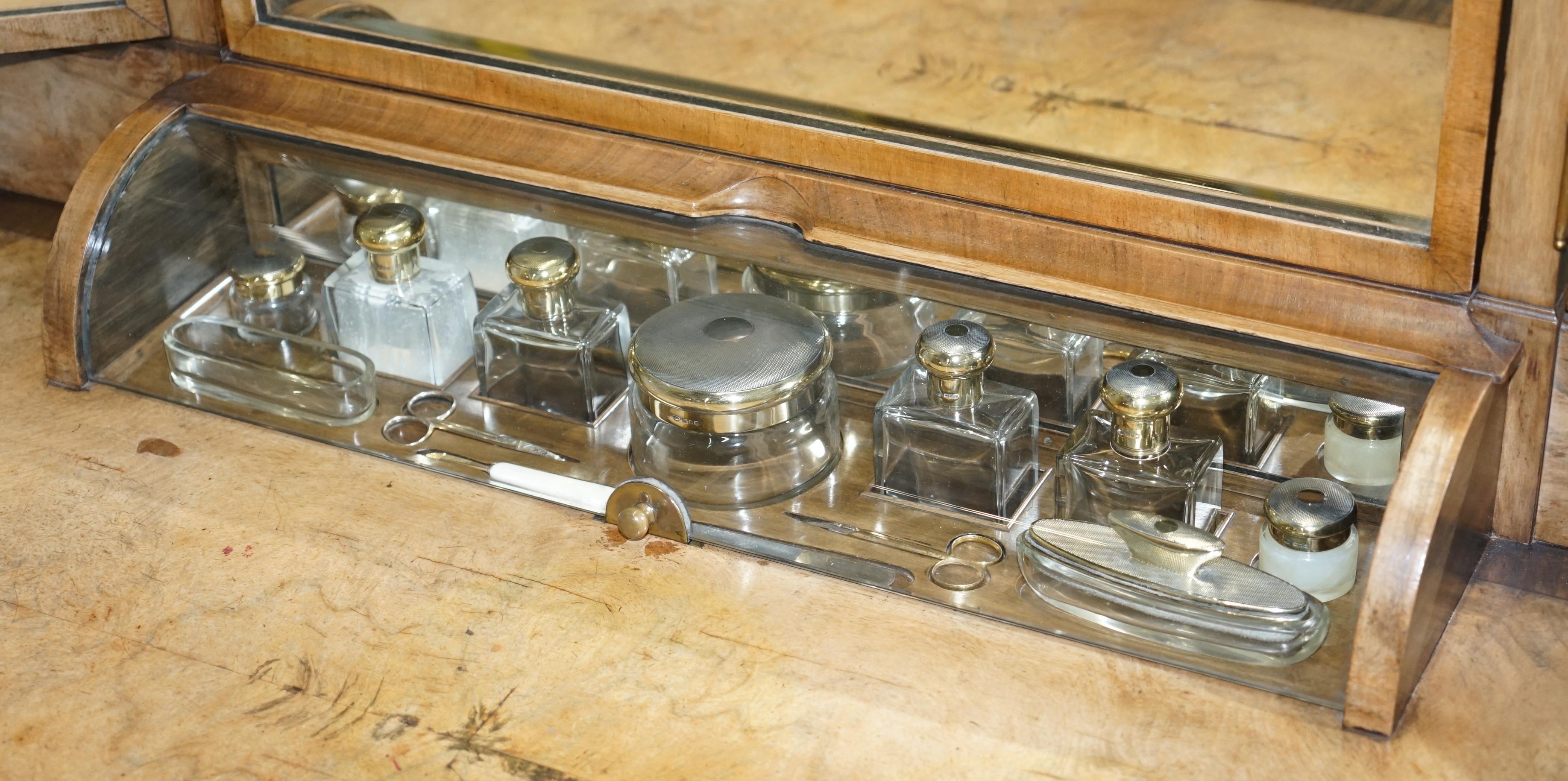 Georgian George Betjemann & Sons Metamorphic Dressing Table Sterling Silver Gold Gilt Set