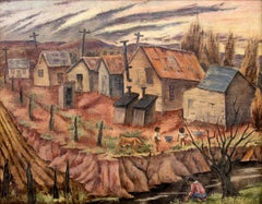 Hooverville by Day (Colorado), 1940er Jahre, signiertes Öl-Landschaftsgemälde