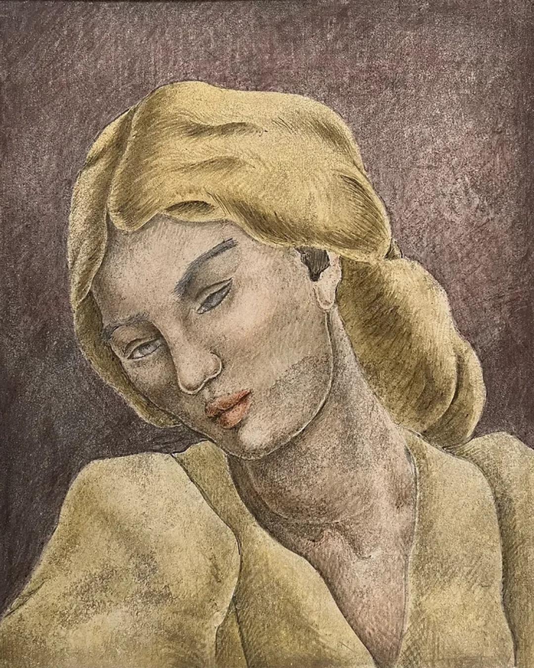 George Biddle Portrait Painting - Portrait of Helene Sardeau (The Artist’s Wife)