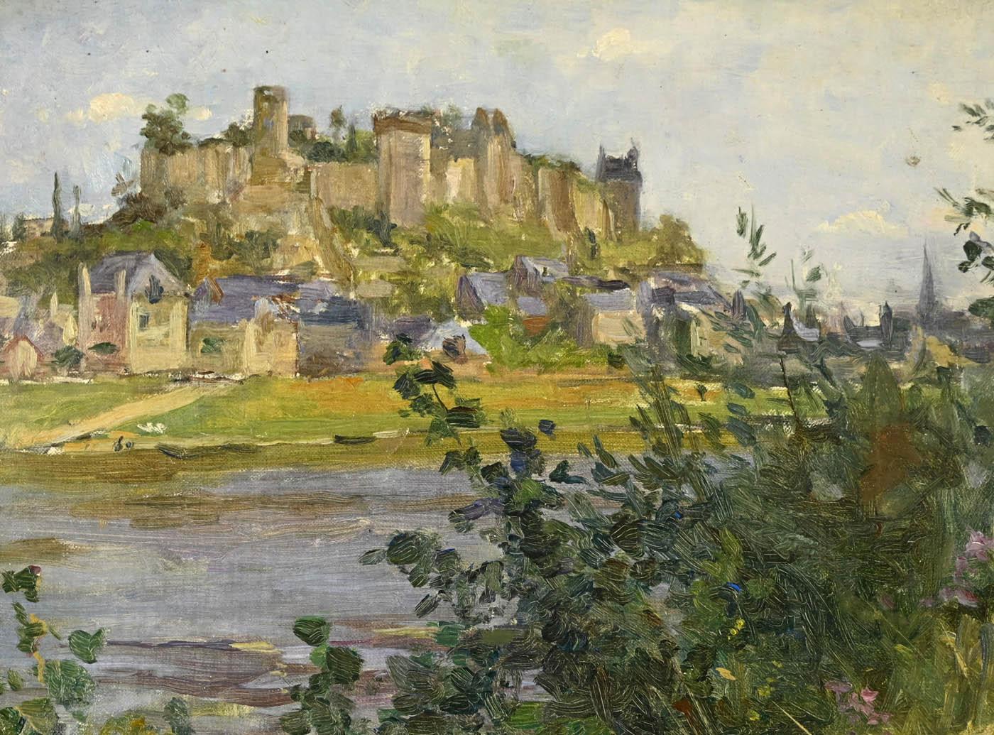 La forteresse Royale de Chinon - Brown Figurative Painting by George Binet