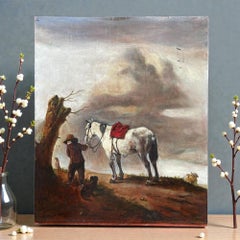 Reproduction par George Boellaard de la peinture à l'huile de Wouwermans "Cheval gris".