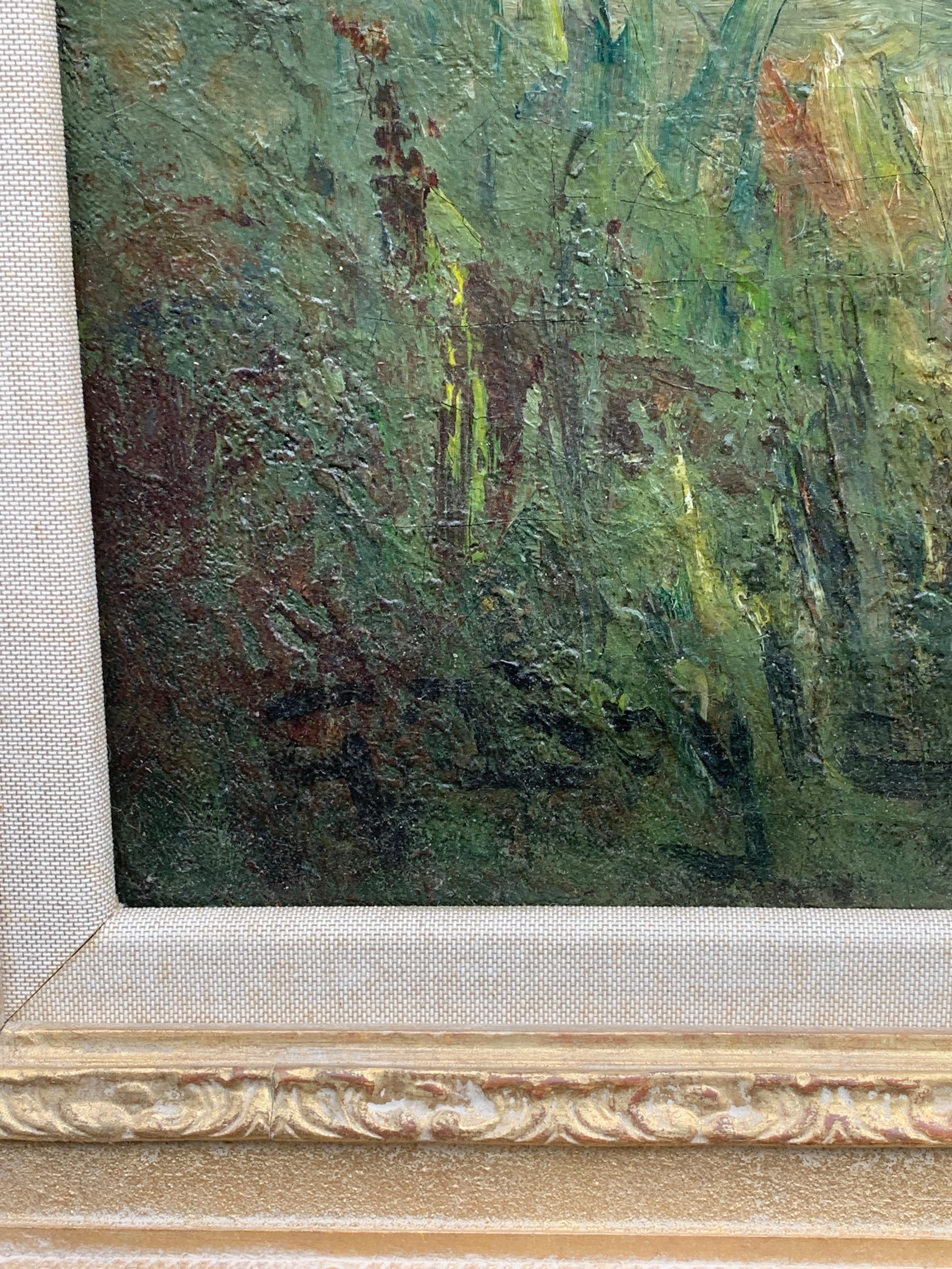 19th century English impressionist scene of the Barbizon forest - Impressionist Painting by George Boyle