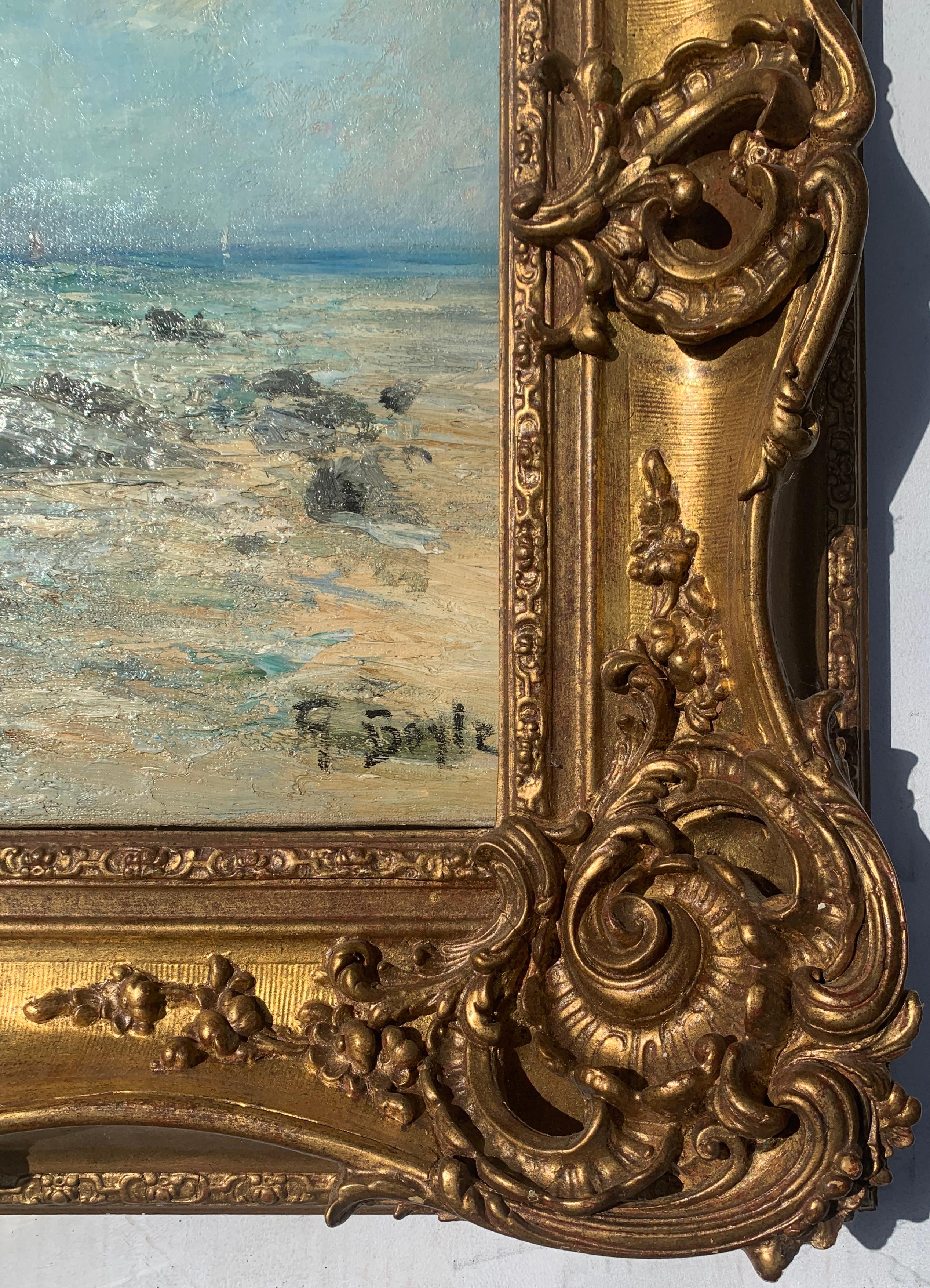 19th century  English impressionist, seascape beach off of the French Coast, - Impressionist Painting by George Boyle