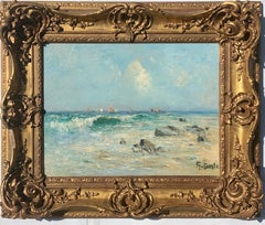 19th century  English impressionist, seascape beach off of the French Coast, 