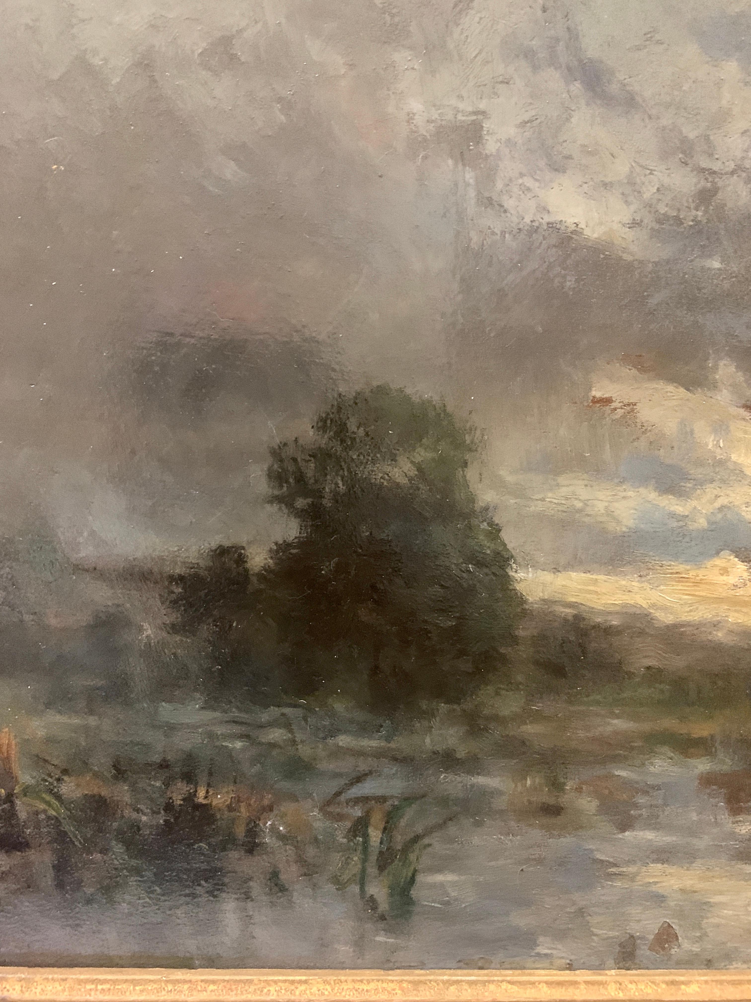 19th century English oil impressionist scene of a French landscape near Paris - Impressionist Painting by George Boyle