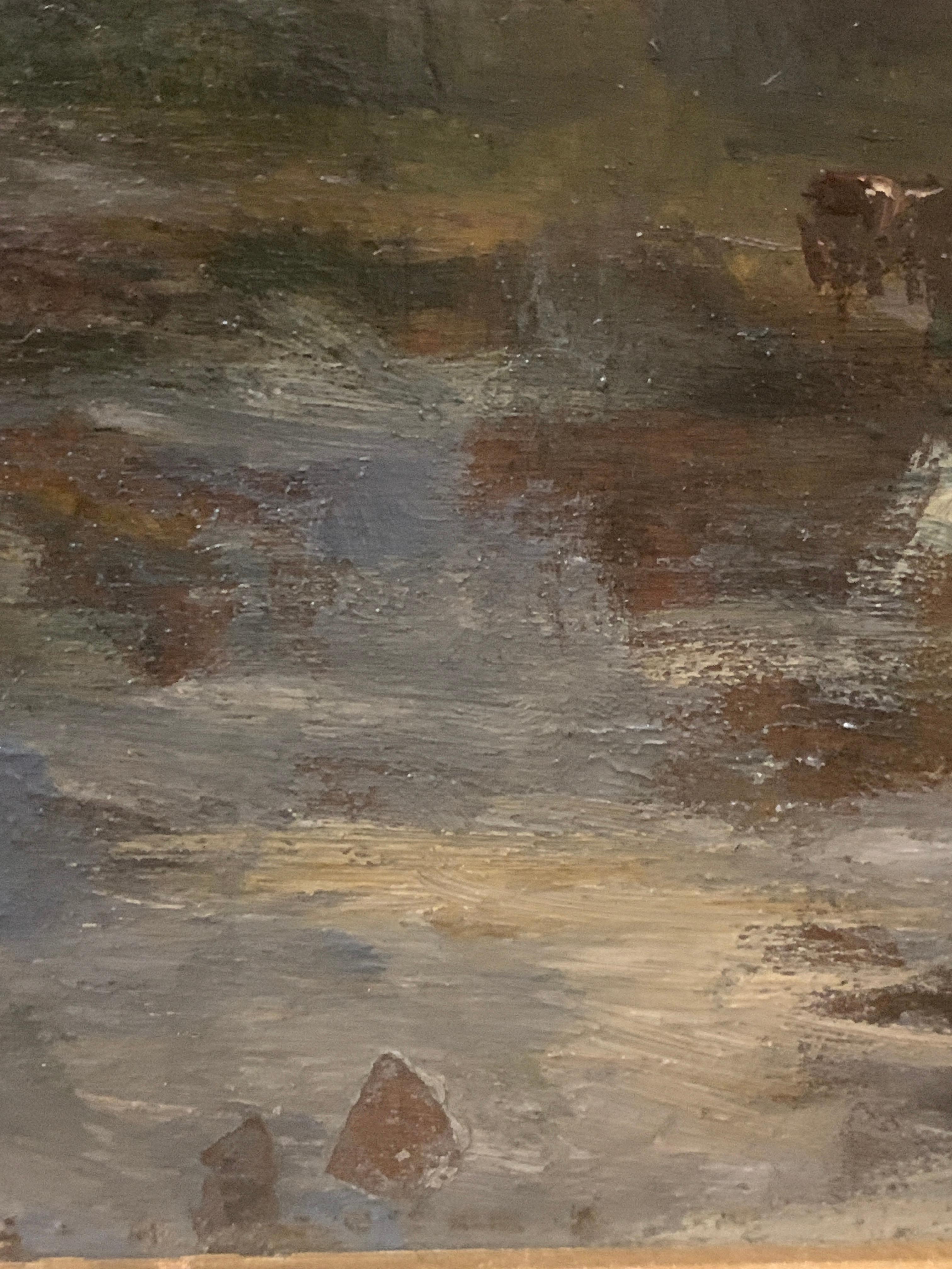 19th century English oil impressionist scene of a French landscape near Paris 1