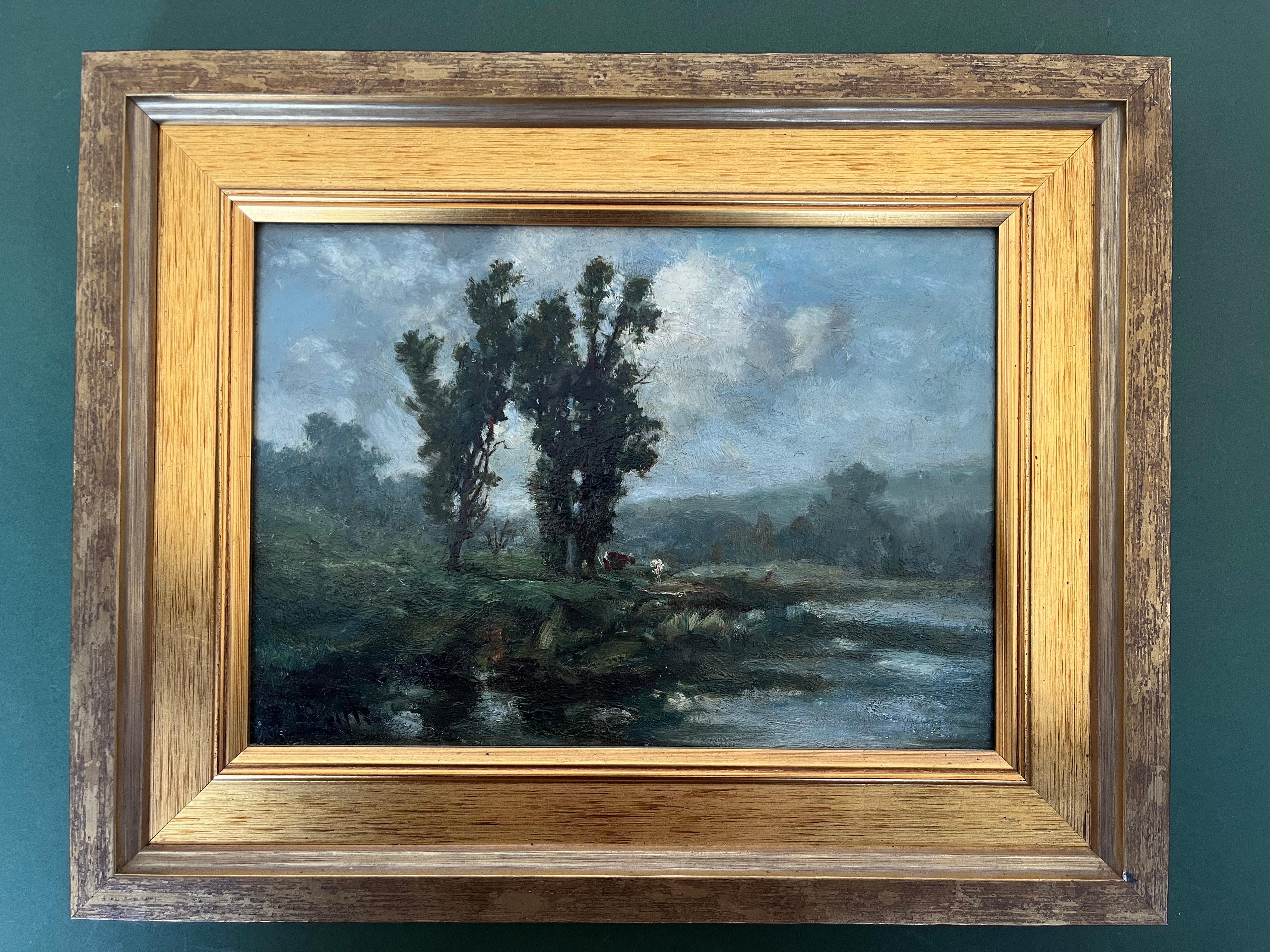 George Boyle Impressionist oil painting, Barbizon School of cows grazing en vente 13