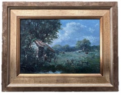 George Boyle Impressionist oil painting, Barbizon School of cows grazing