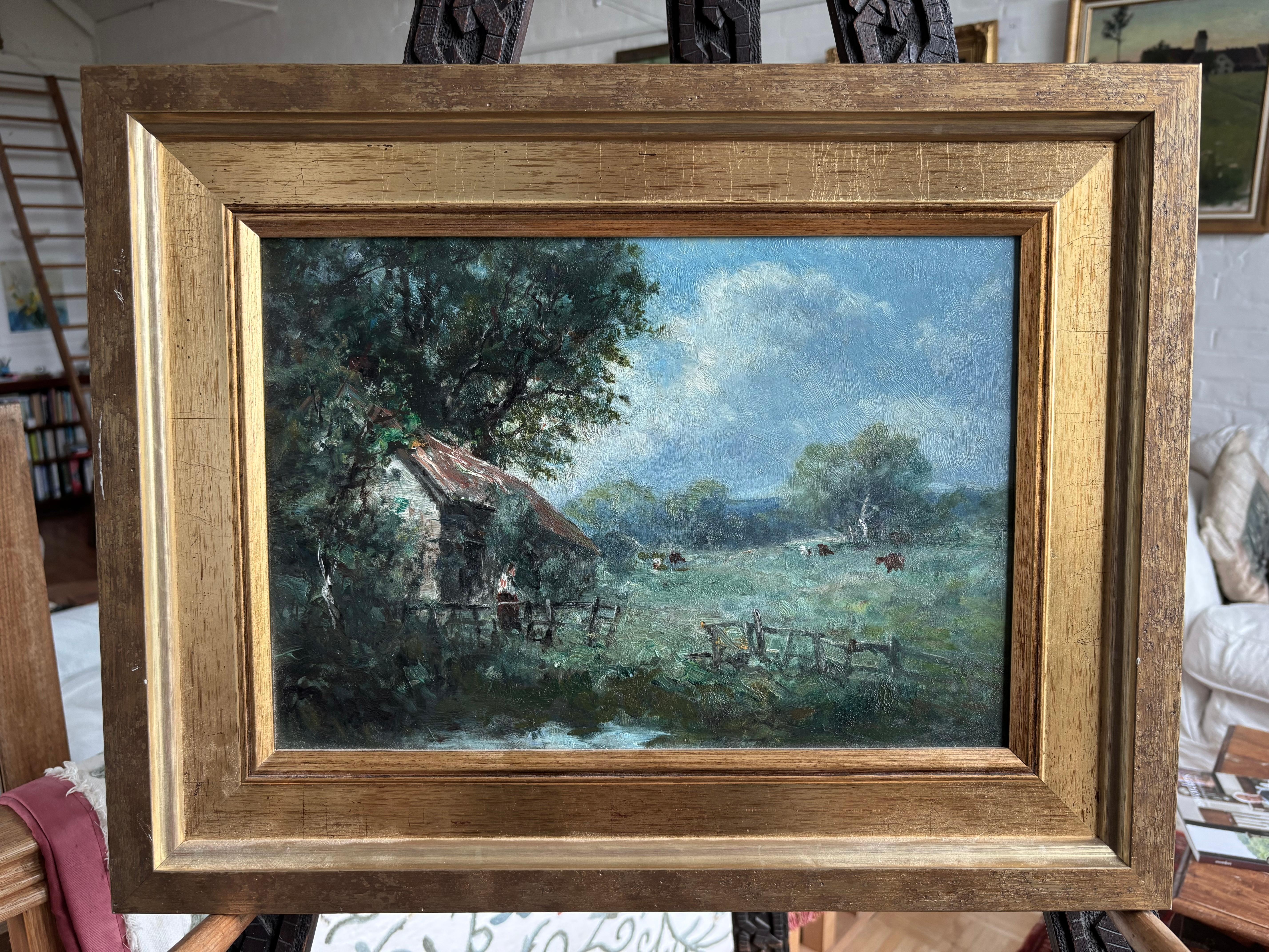 George Boyle Impressionist oil painting, Barbizon School of cows grazing For Sale 2