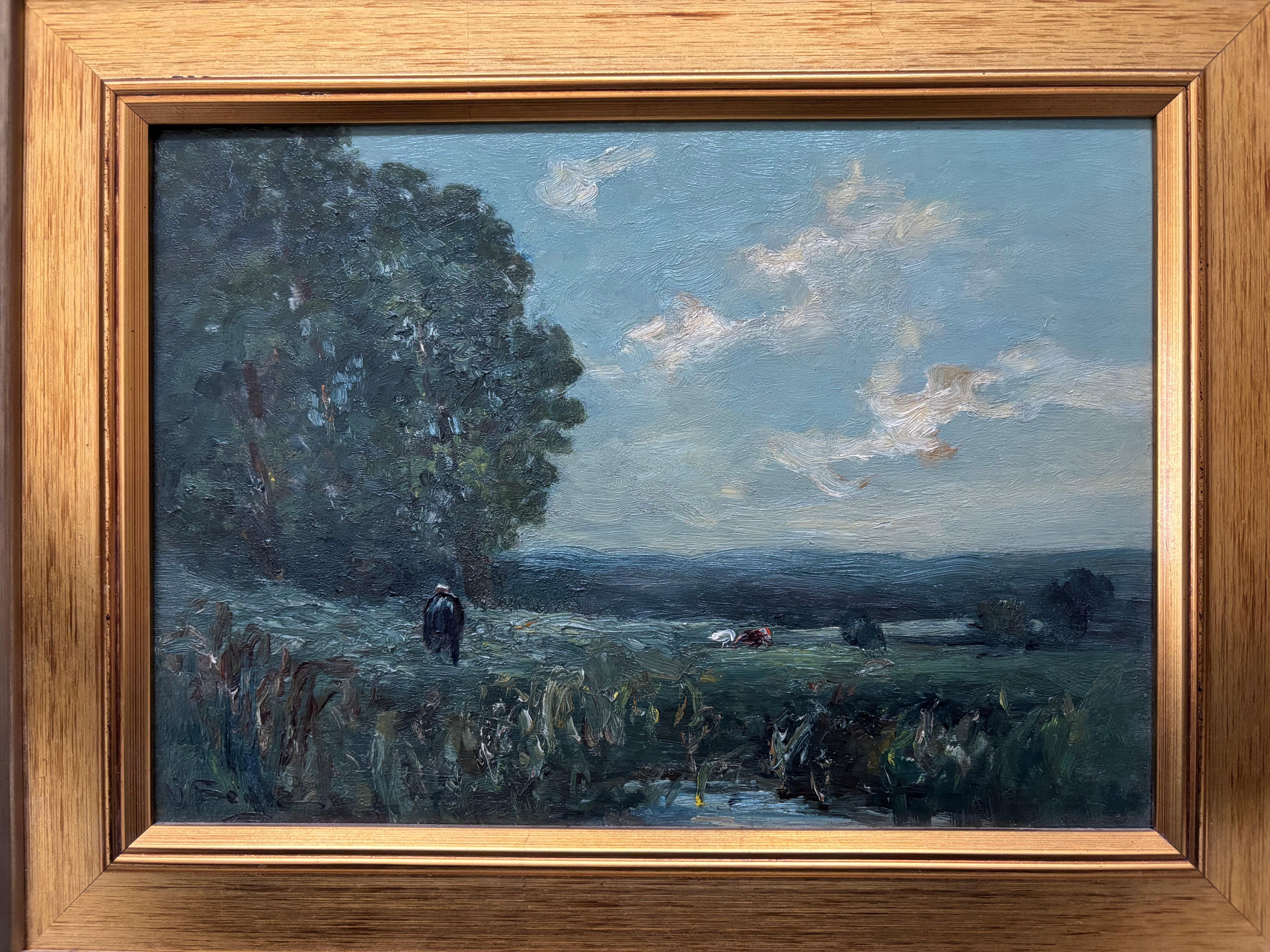 George Boyle Impressionist oil painting, Barbizon School of cows grazing For Sale 2