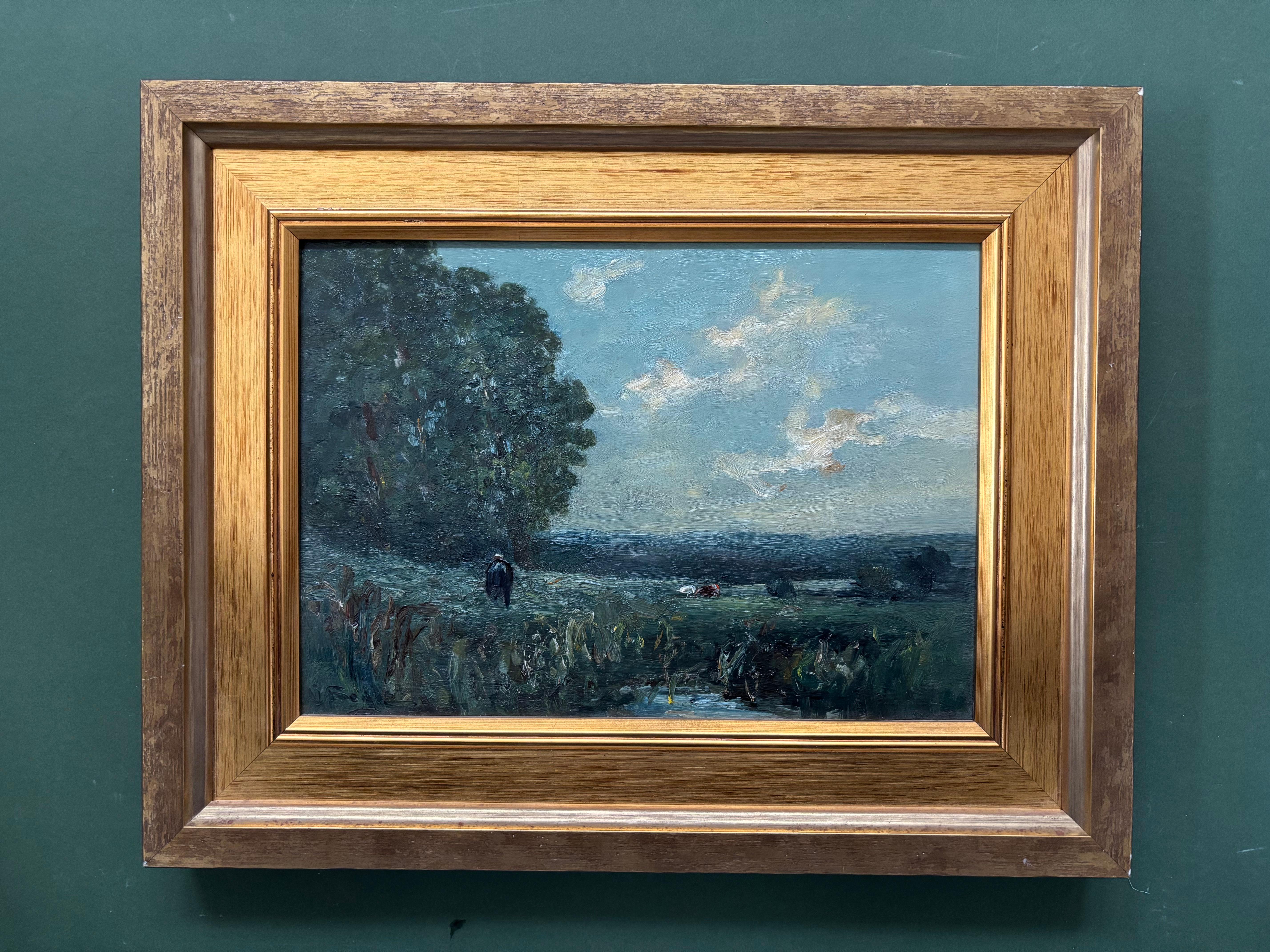 George Boyle Impressionist oil painting, Barbizon School of cows grazing For Sale 3