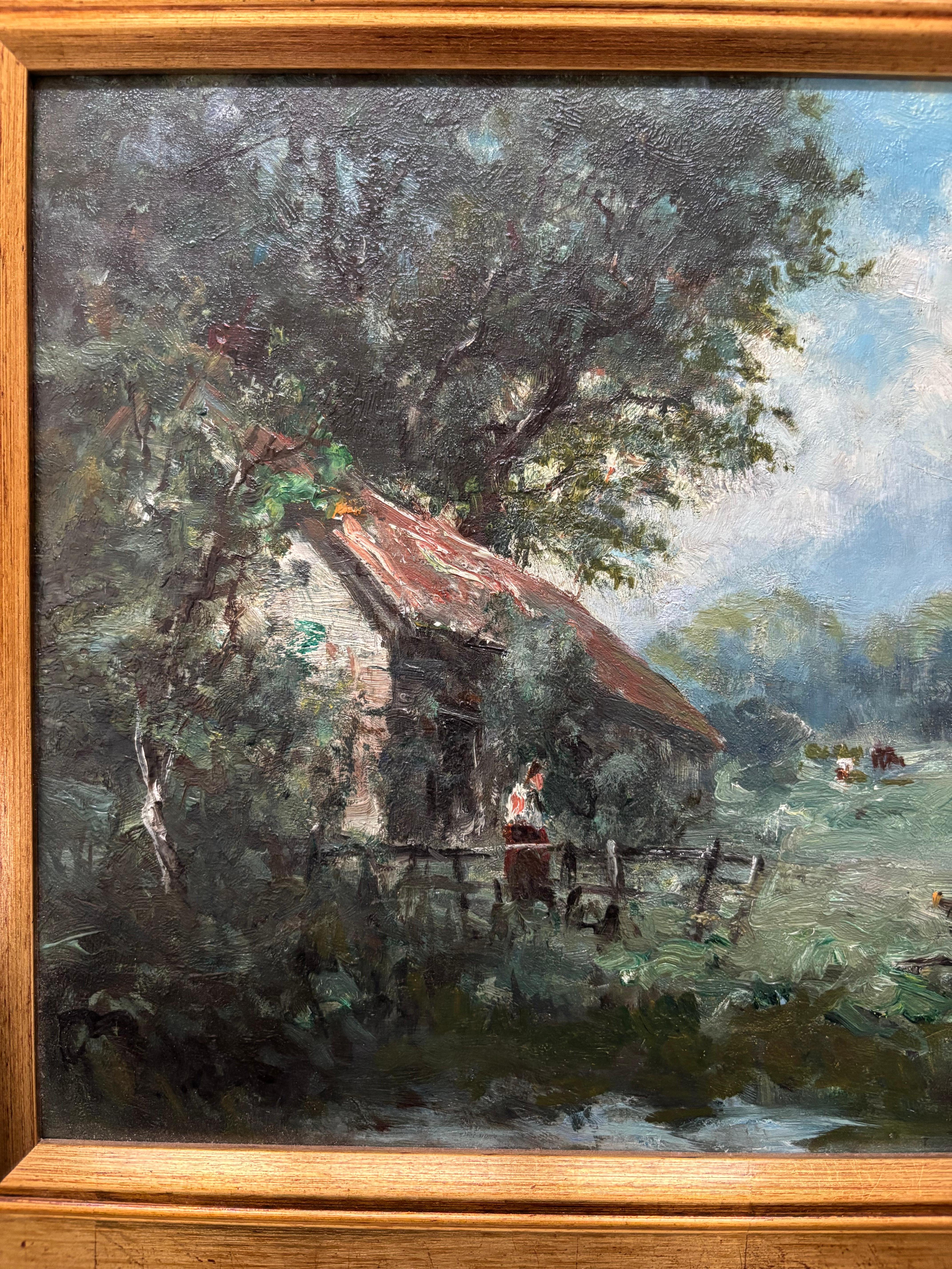 George Boyle Impressionist oil painting, Barbizon School of cows grazing For Sale 5