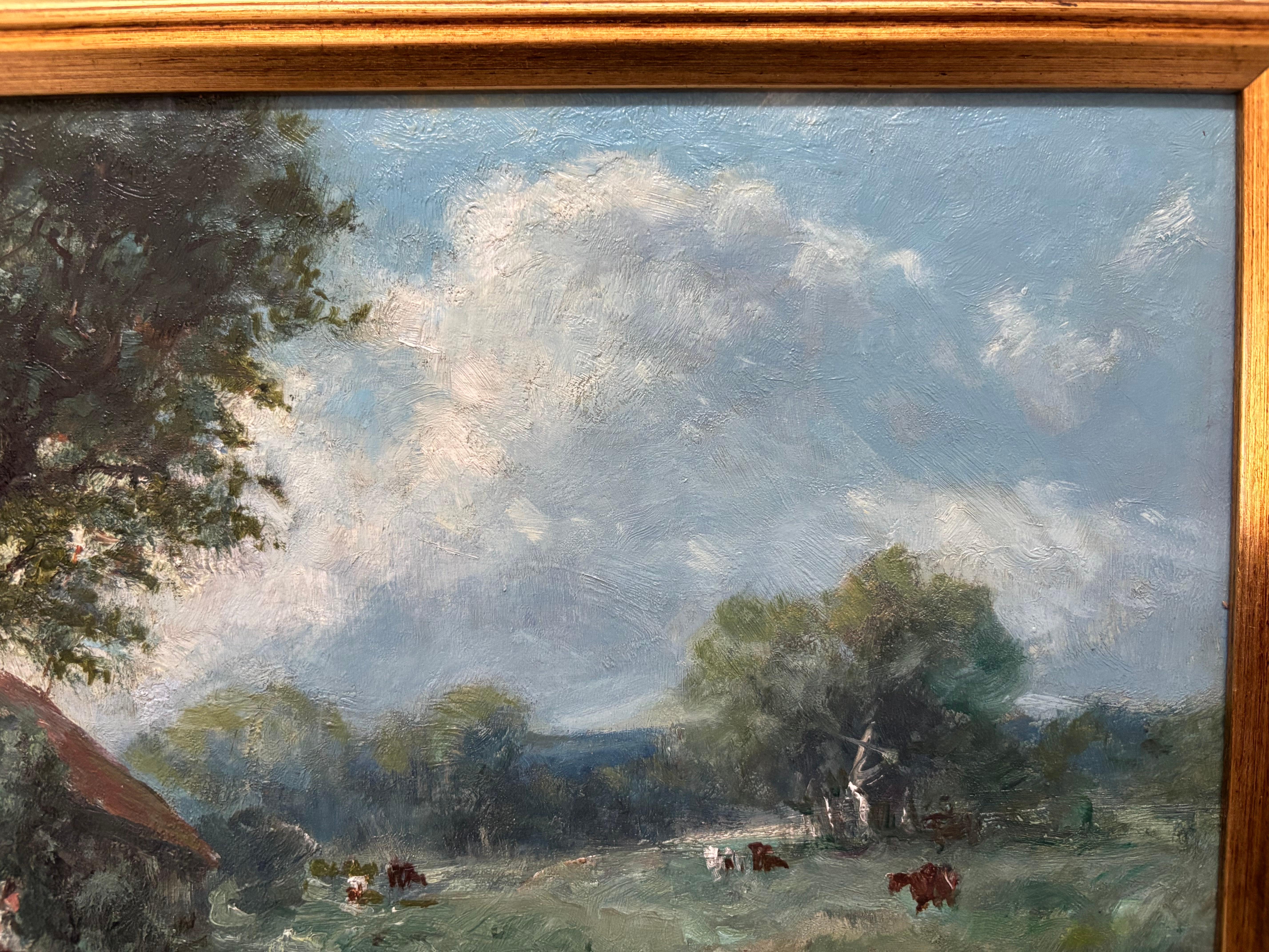 George Boyle Impressionist oil painting, Barbizon School of cows grazing For Sale 6