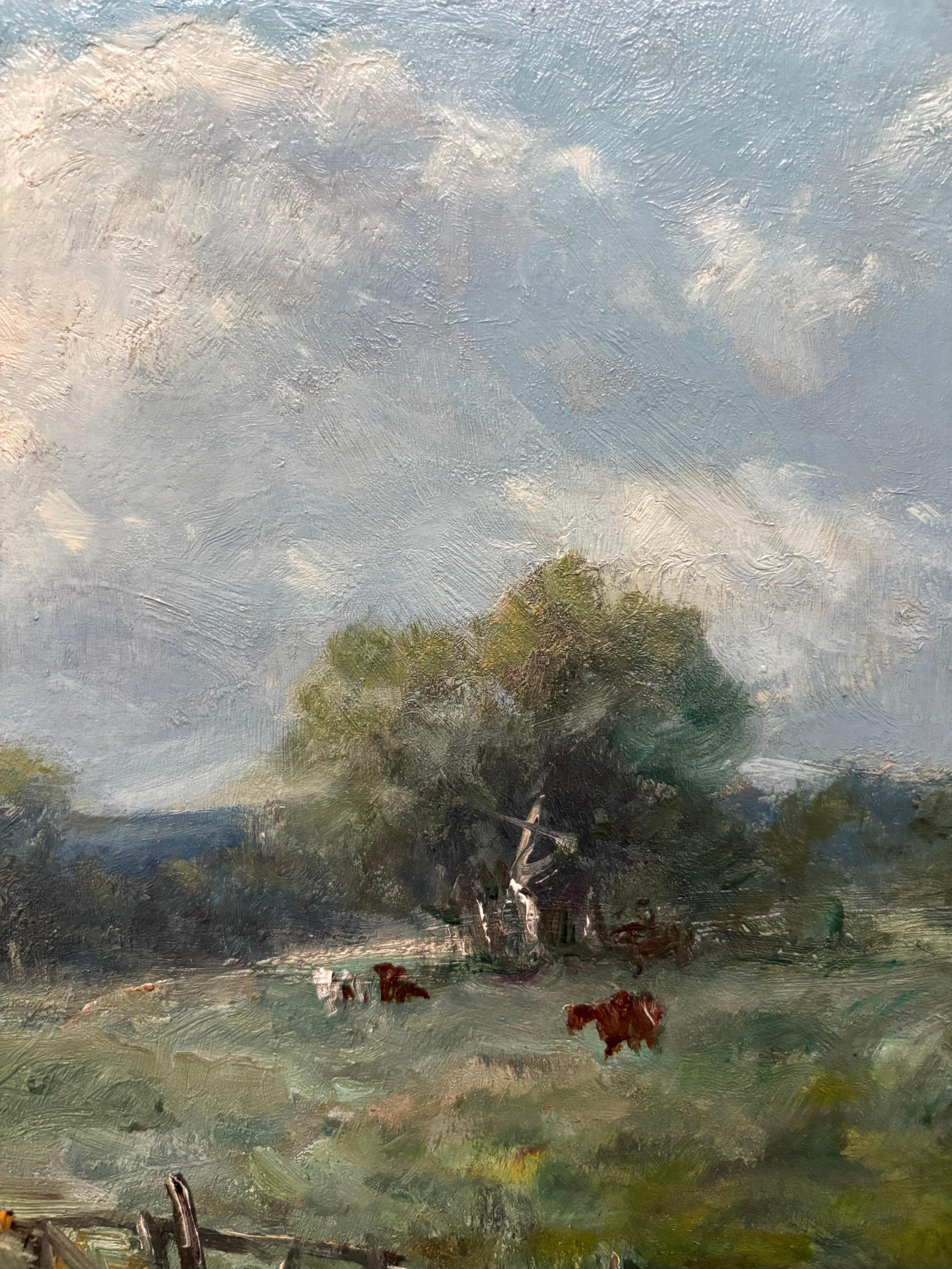 George Boyle Impressionist oil painting, Barbizon School of cows grazing For Sale 7