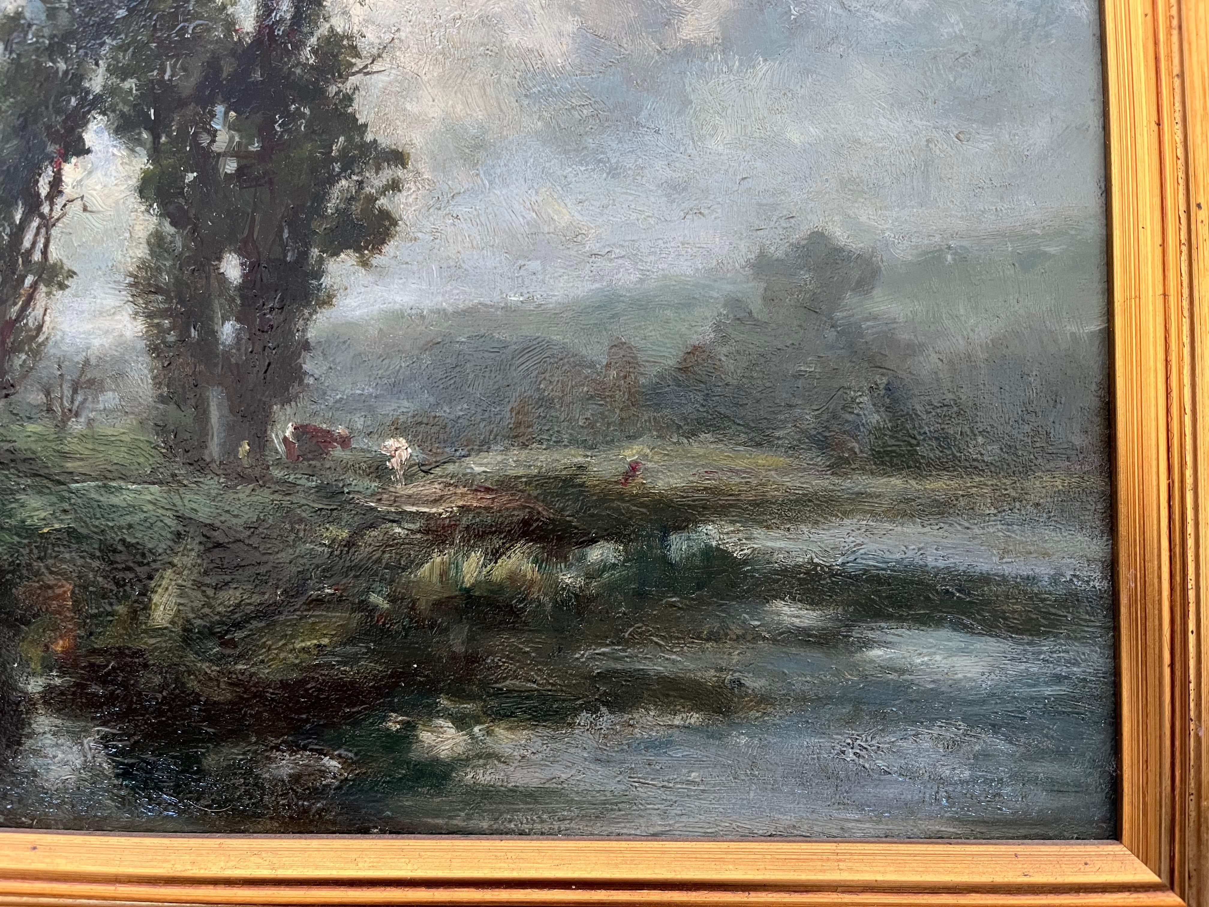 George Boyle Impressionist oil painting, Barbizon School of cows grazing en vente 8