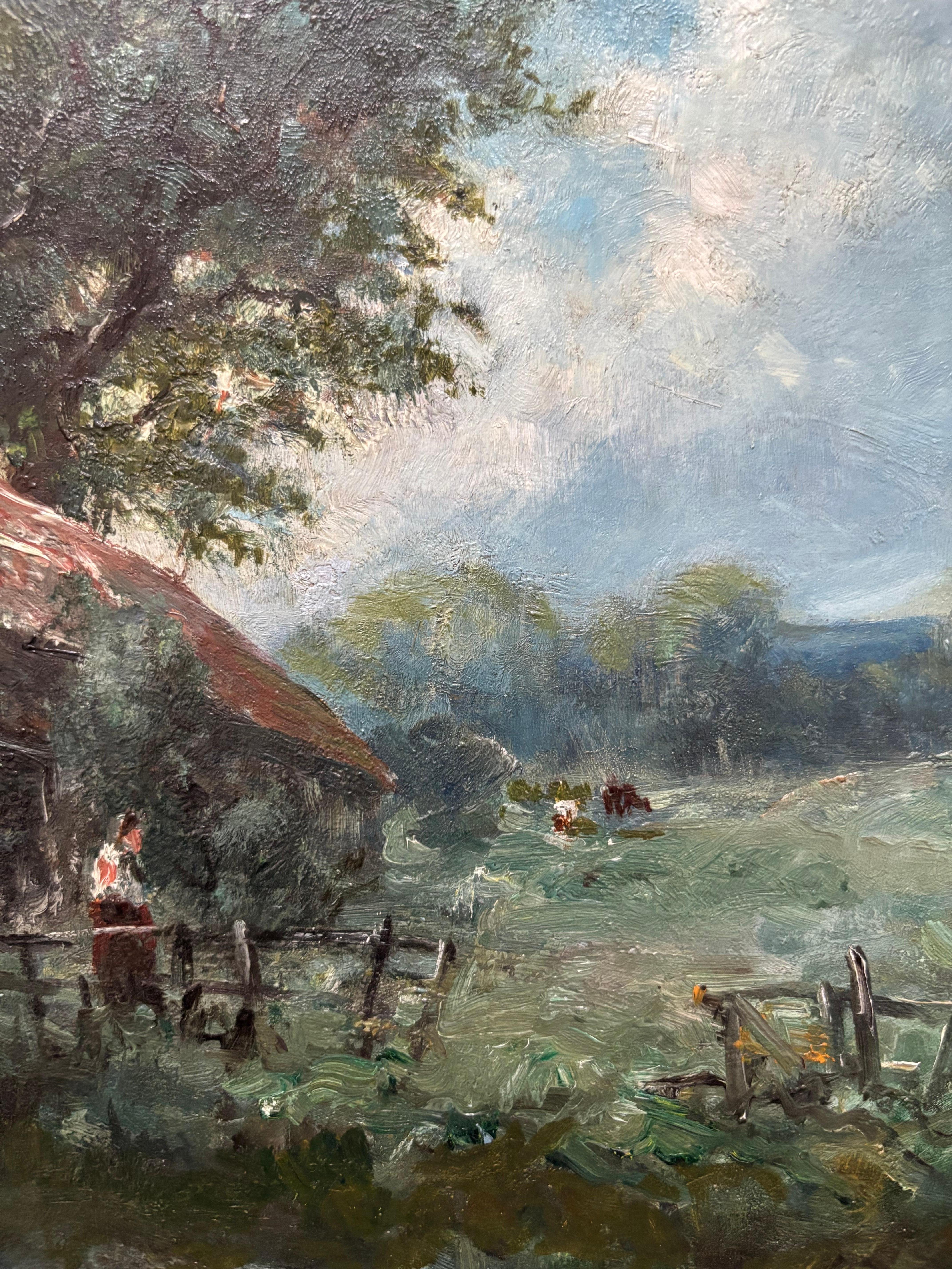 George Boyle Impressionist oil painting, Barbizon School of cows grazing For Sale 8
