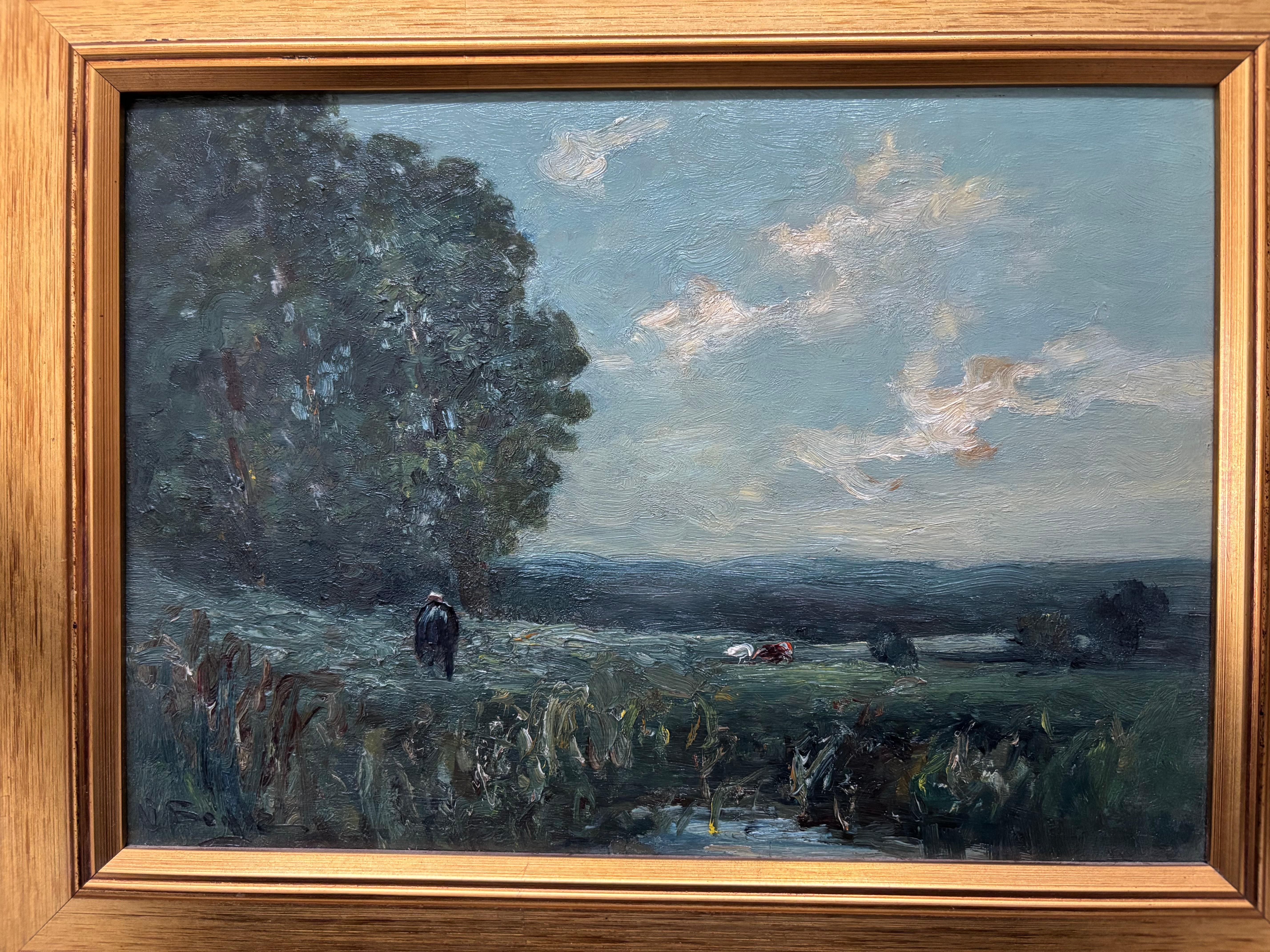 George Boyle Impressionist oil painting, Barbizon School of cows grazing For Sale 8