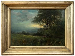 George Boyle Dipinto a olio impressionista, Scuola di Barbizon, raffigurante mucche al pascolo