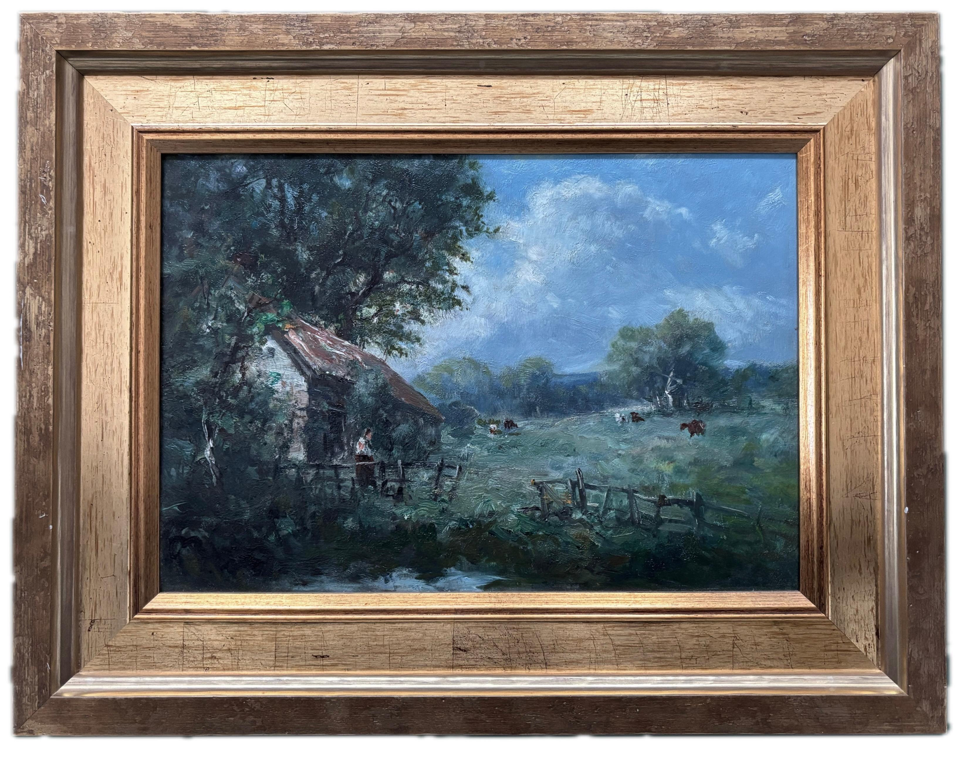 A superb example of a Barbizon inspired landscape painted by George Boyle,  "the Catford Corot" from the late 19th Century. This very striking image shows the artist at the absolute peak of his ability and paying homage to his great inspiration,