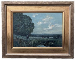 George Boyle Impressionist oil painting, Barbizon School of cows grazing