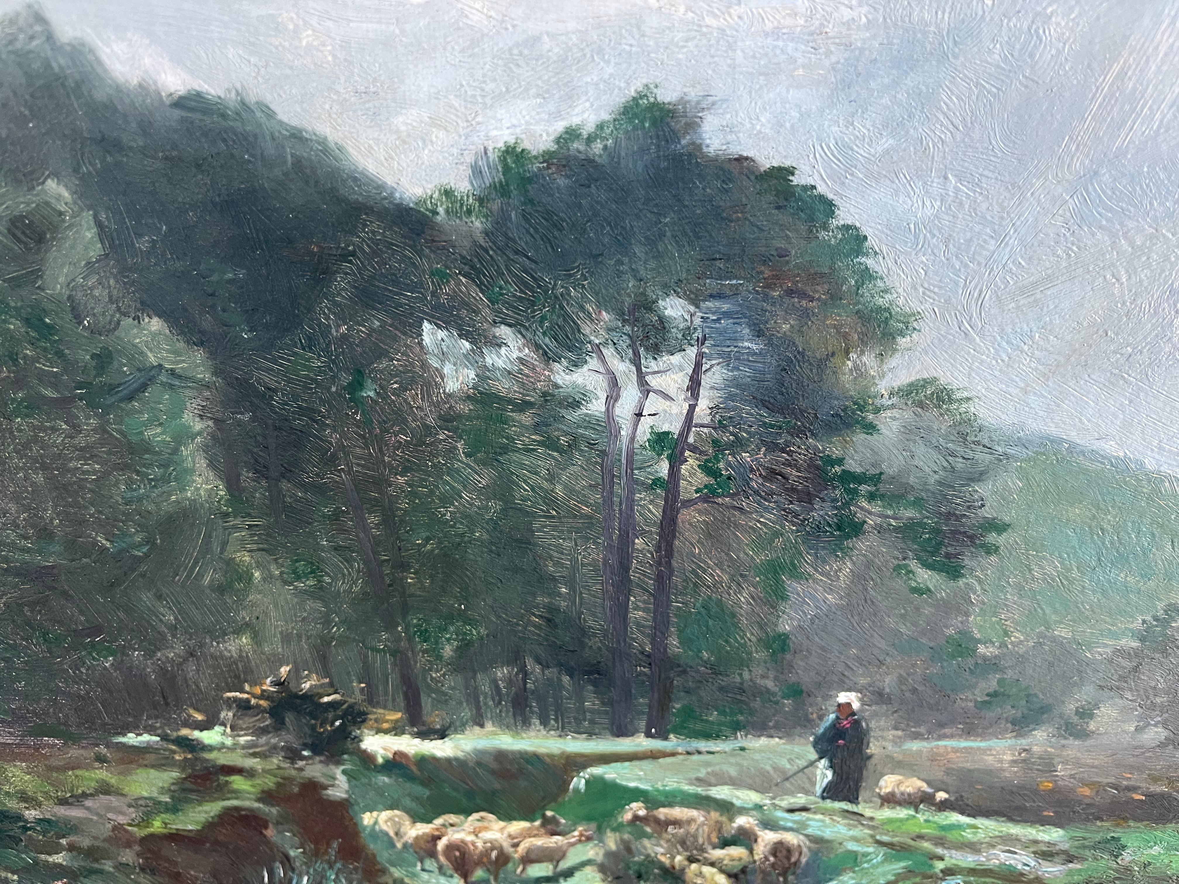 Impressionistisches Ölgemälde von George Boyle, Barbizon School of Sheep grazing, Barbizon im Angebot 11