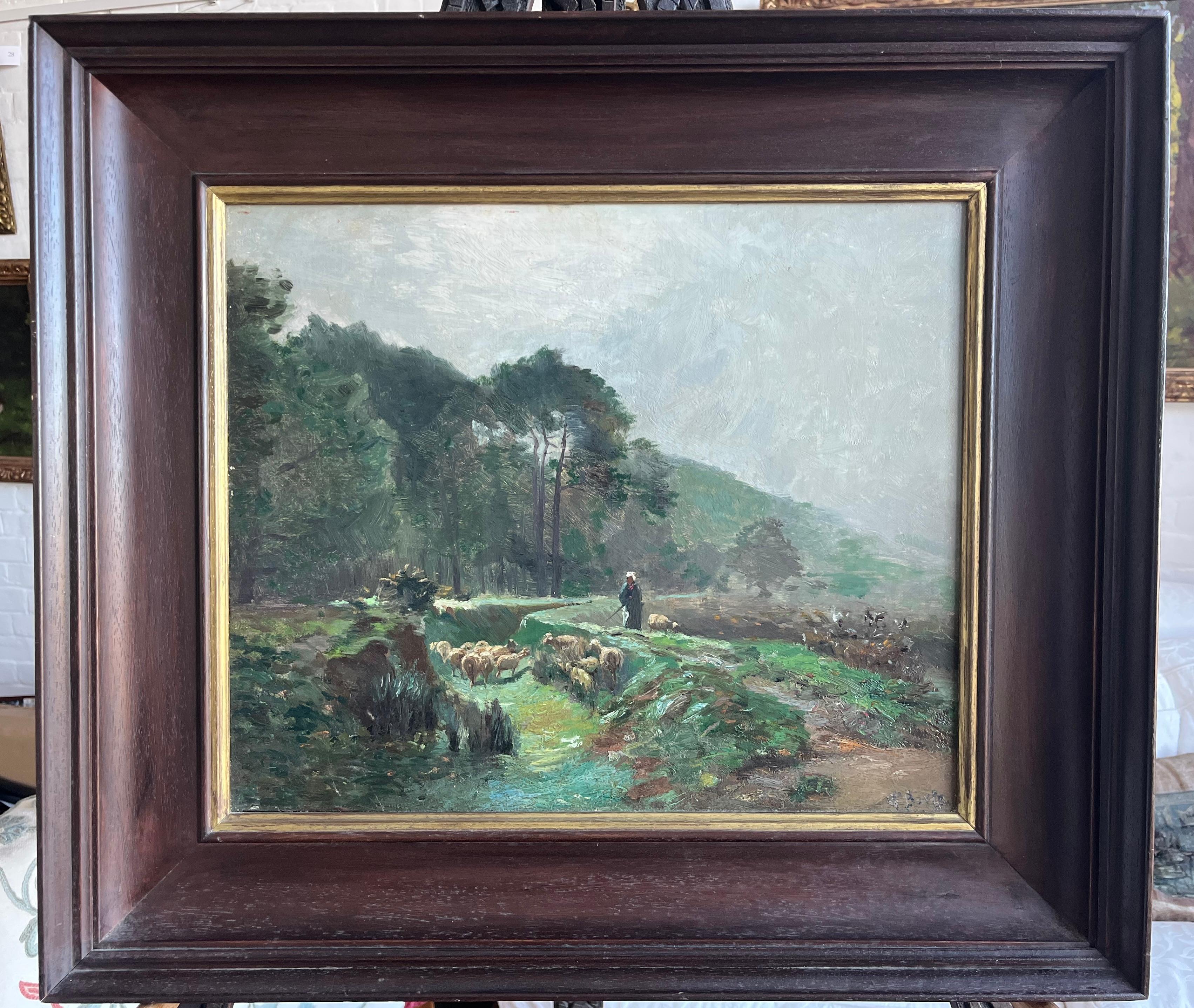 Impressionistisches Ölgemälde von George Boyle, Barbizon School of Sheep grazing, Barbizon im Angebot 15