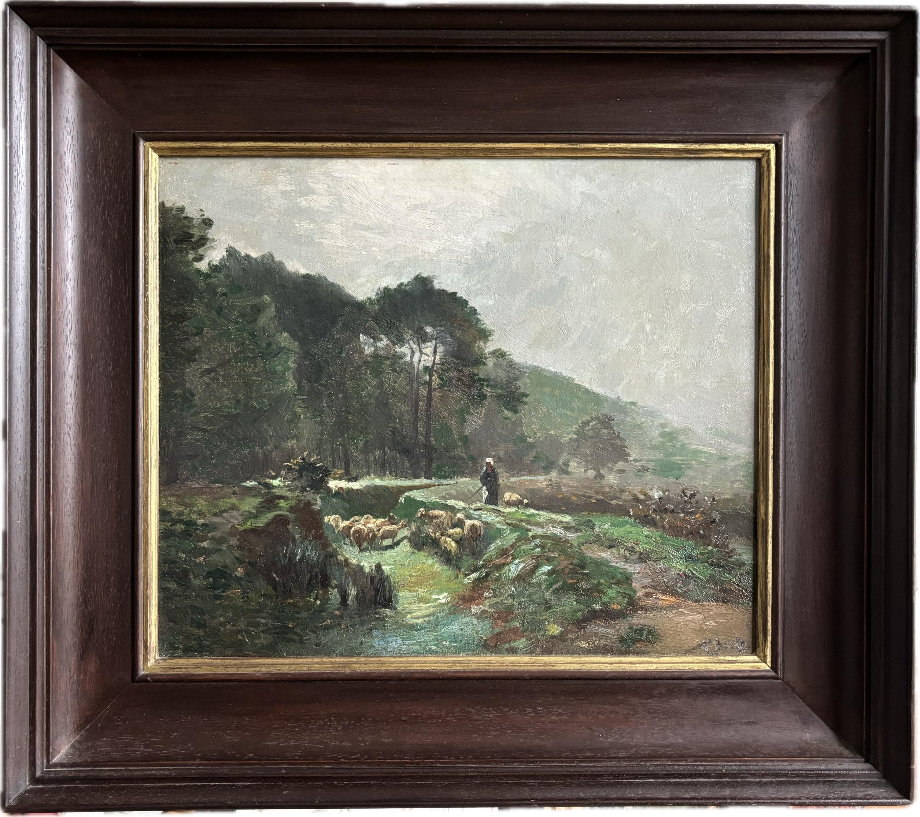 Impressionistisches Ölgemälde von George Boyle, Barbizon School of Sheep grazing, Barbizon im Angebot 16