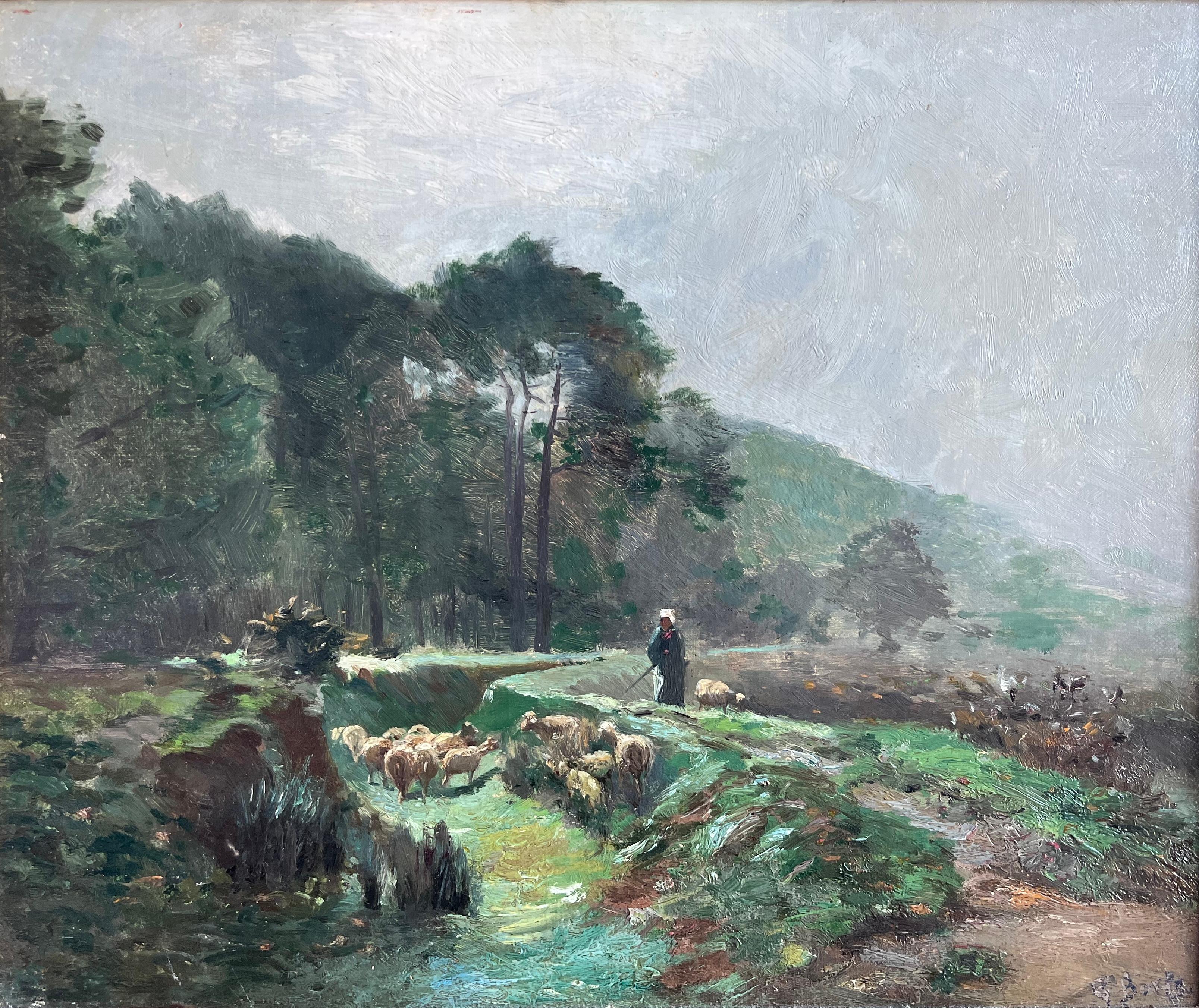 Impressionistisches Ölgemälde von George Boyle, Barbizon School of Sheep grazing, Barbizon im Angebot 3