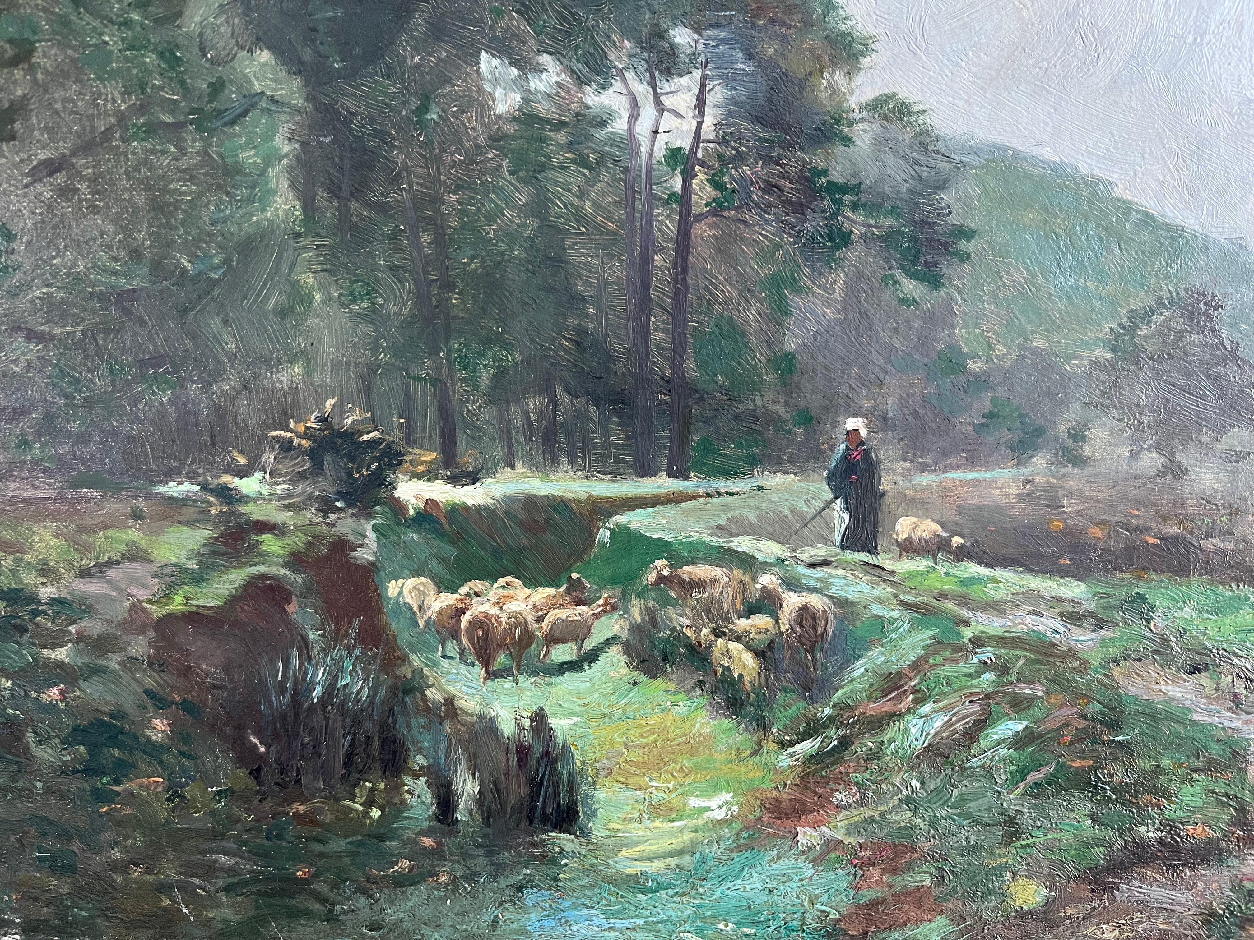 Impressionistisches Ölgemälde von George Boyle, Barbizon School of Sheep grazing, Barbizon im Angebot 4